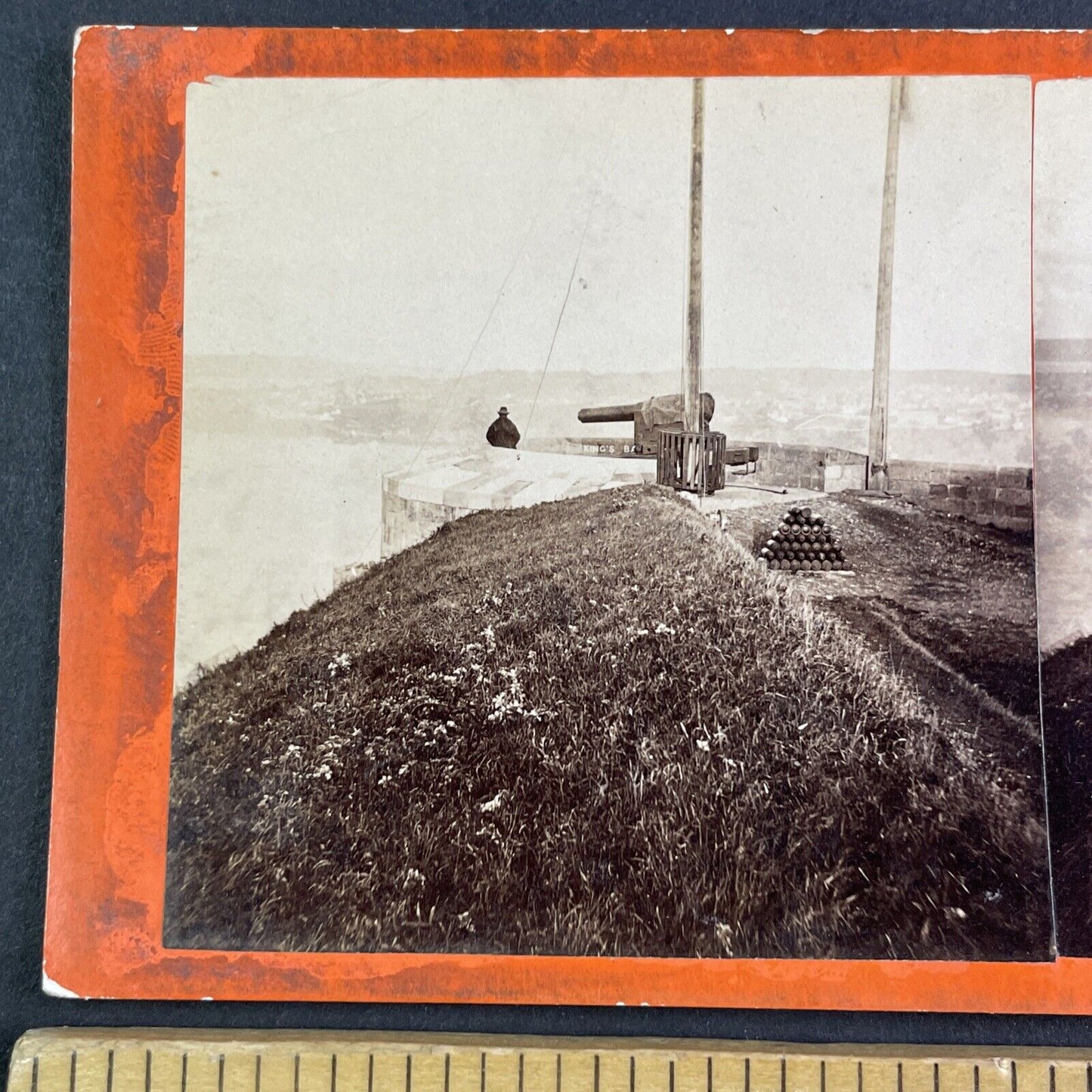 Quebec City Gunnery Fortifications Stereoview L.P. Vallee Antique c1870 Y2605