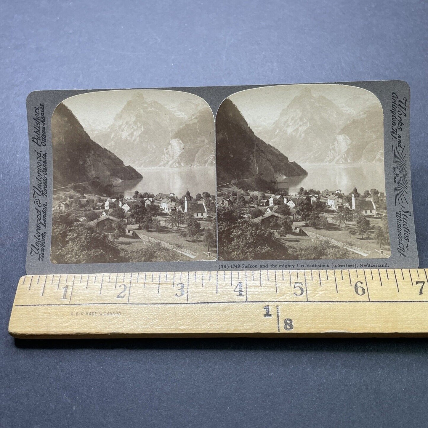 Antique 1900 Village Of Sisikon Switzerland Stereoview Photo Card P2374