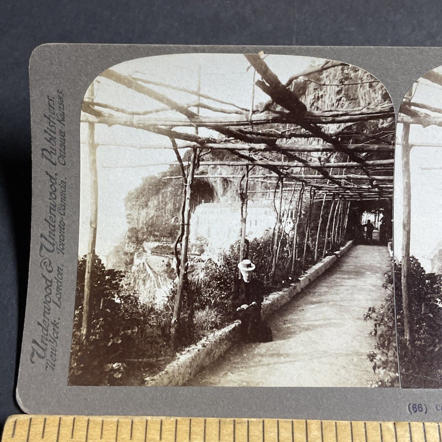 Antique 1899 Woman On Amalfi Coast Italy Stereoview Photo Card P4485