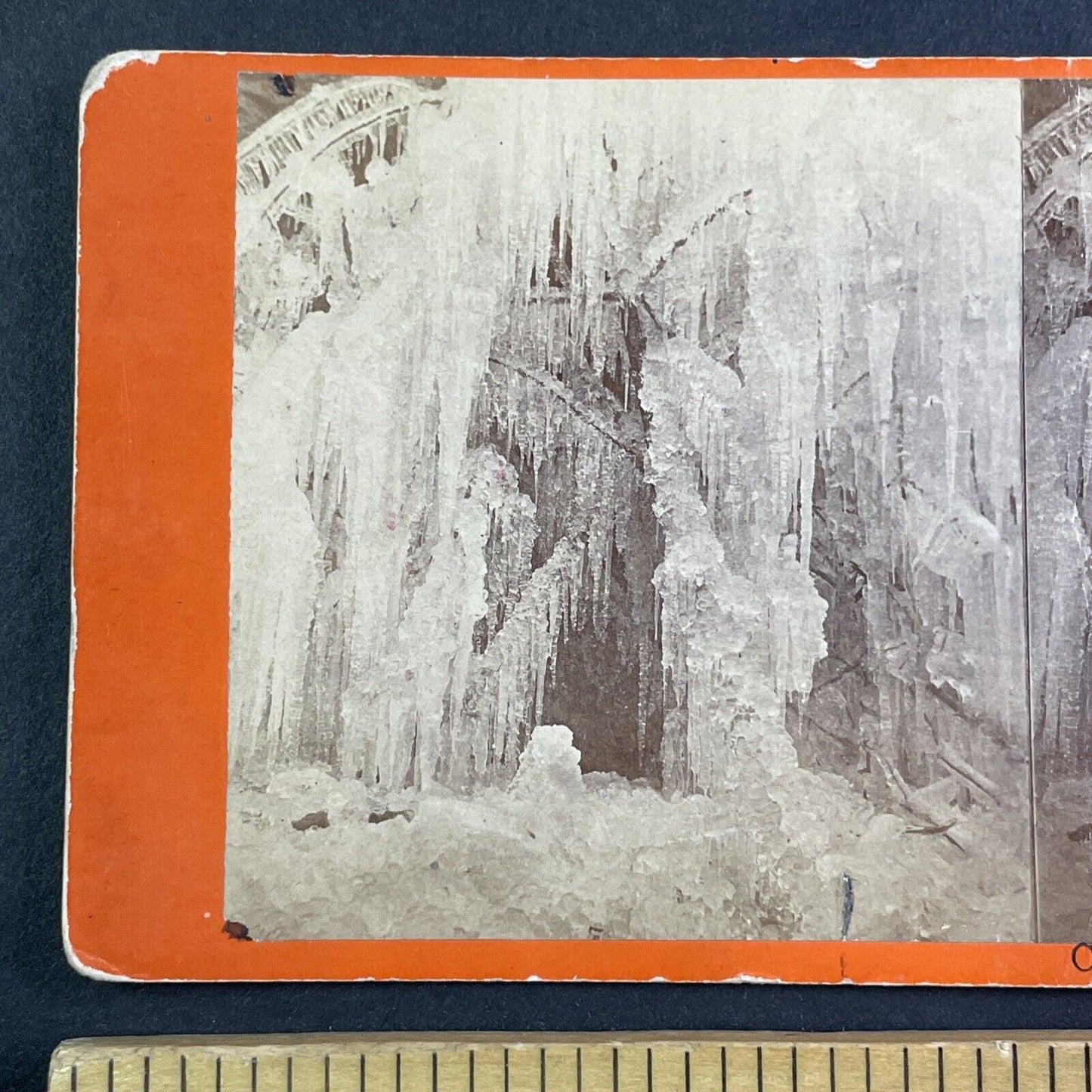 Ice Cave Niagara Falls New York Stereoview J.G. Parks Antique c1870 Y1733