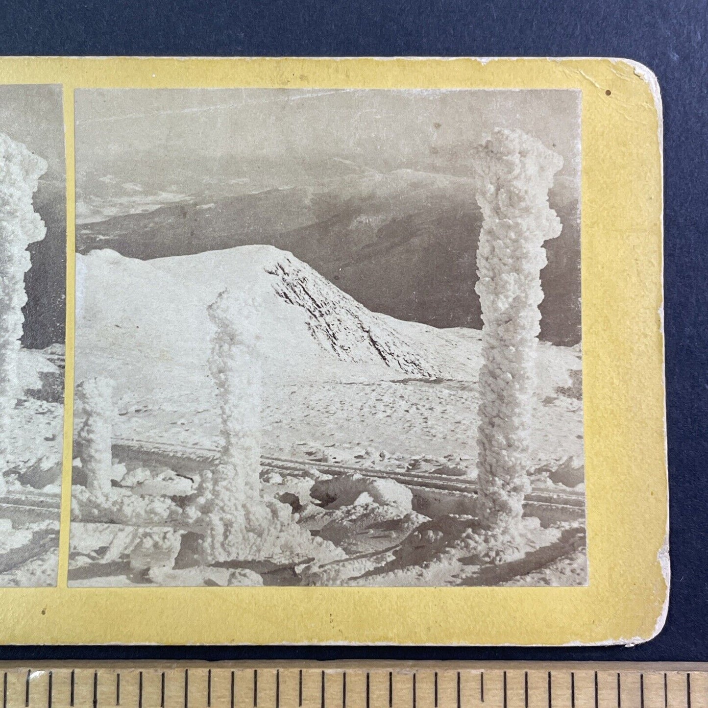 The Top of Mountain Washington Cog Railroad Stereoview New Hampshire c1870s Y913