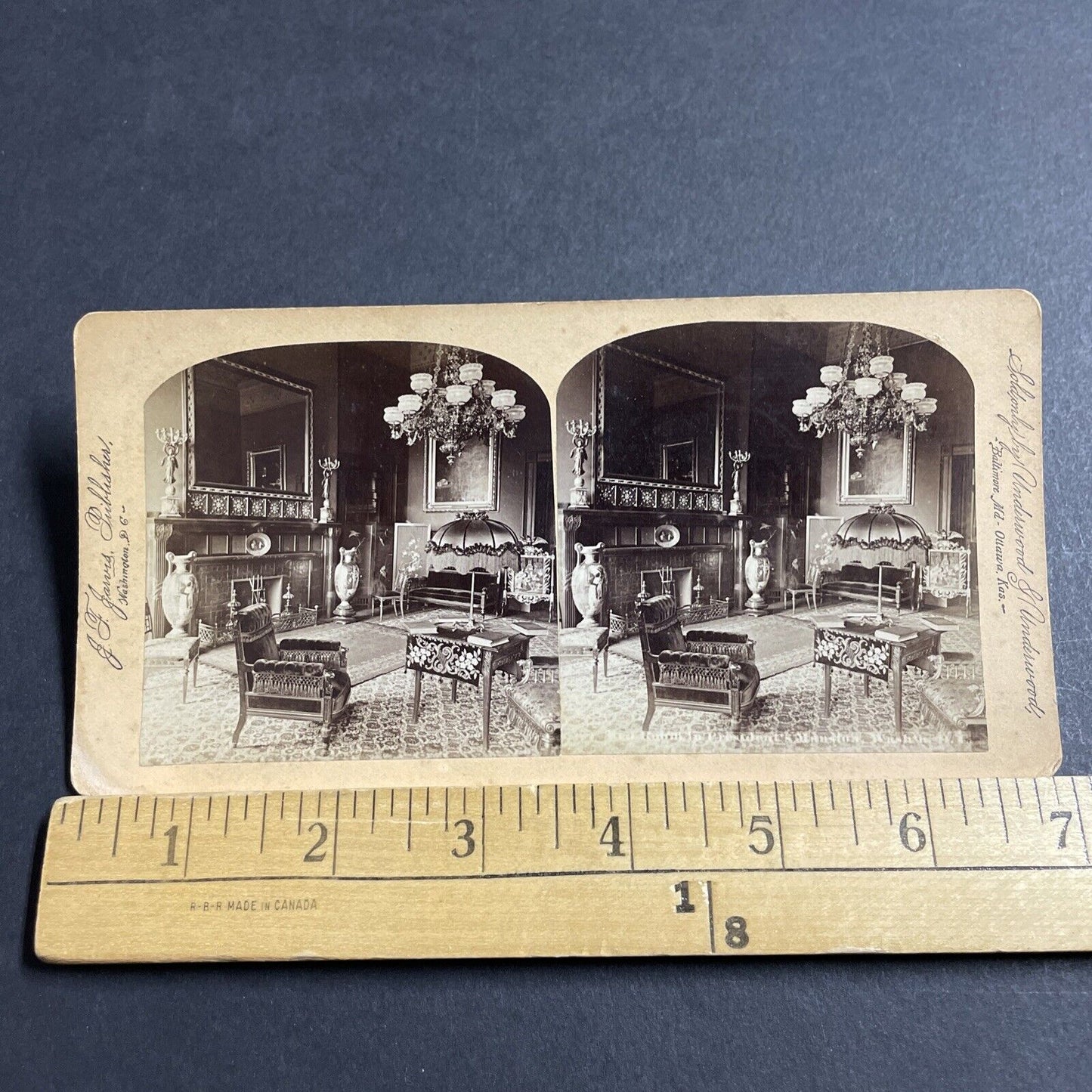 Antique 1890s The Red Room The White House DC Stereoview Photo Card P5065