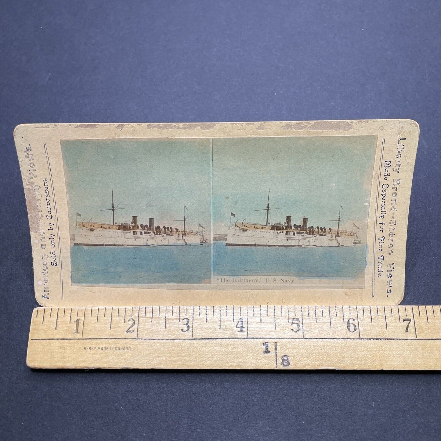 Antique 1890s USS Baltimore C-3 Navy Cruiser Ship Stereoview Photo Card P1832