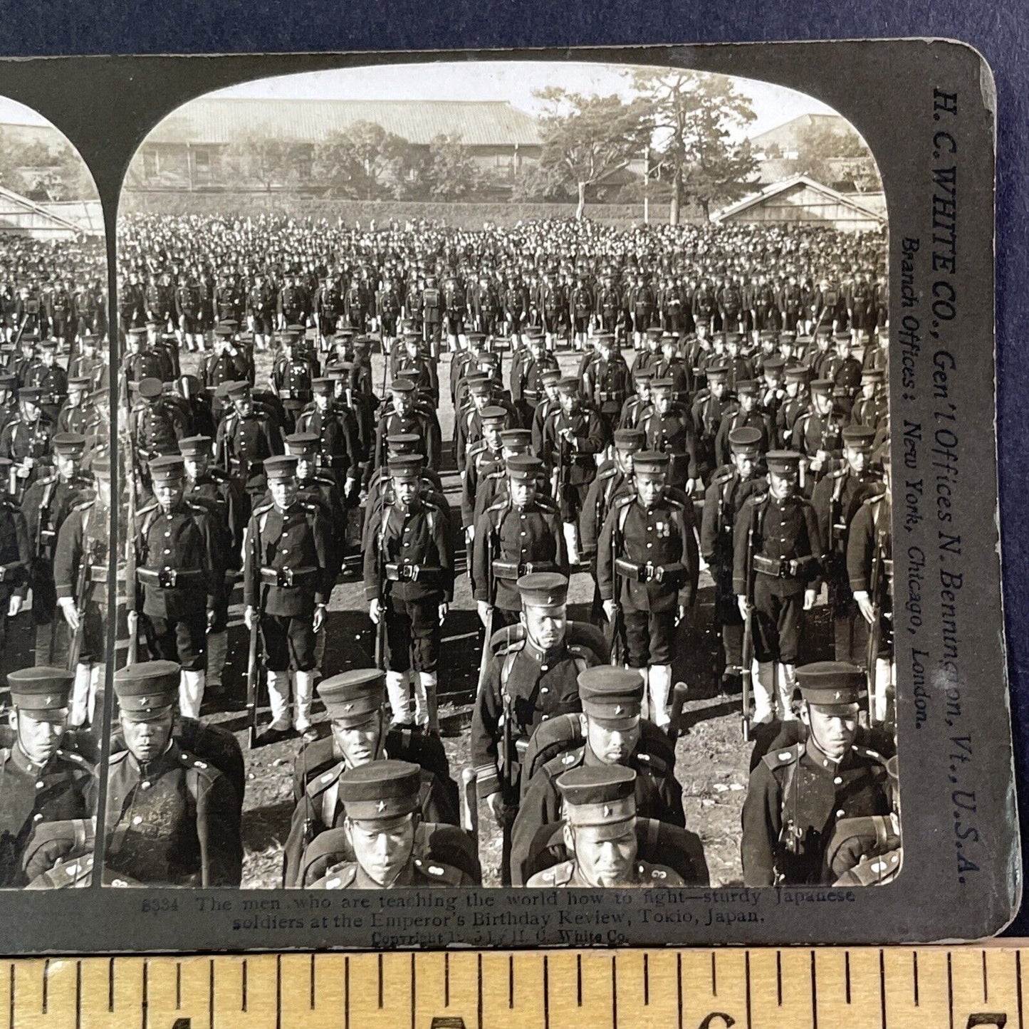 Japanese Soldiers In Formation Stereoview Tokyo Japan Antique c1905 X3117