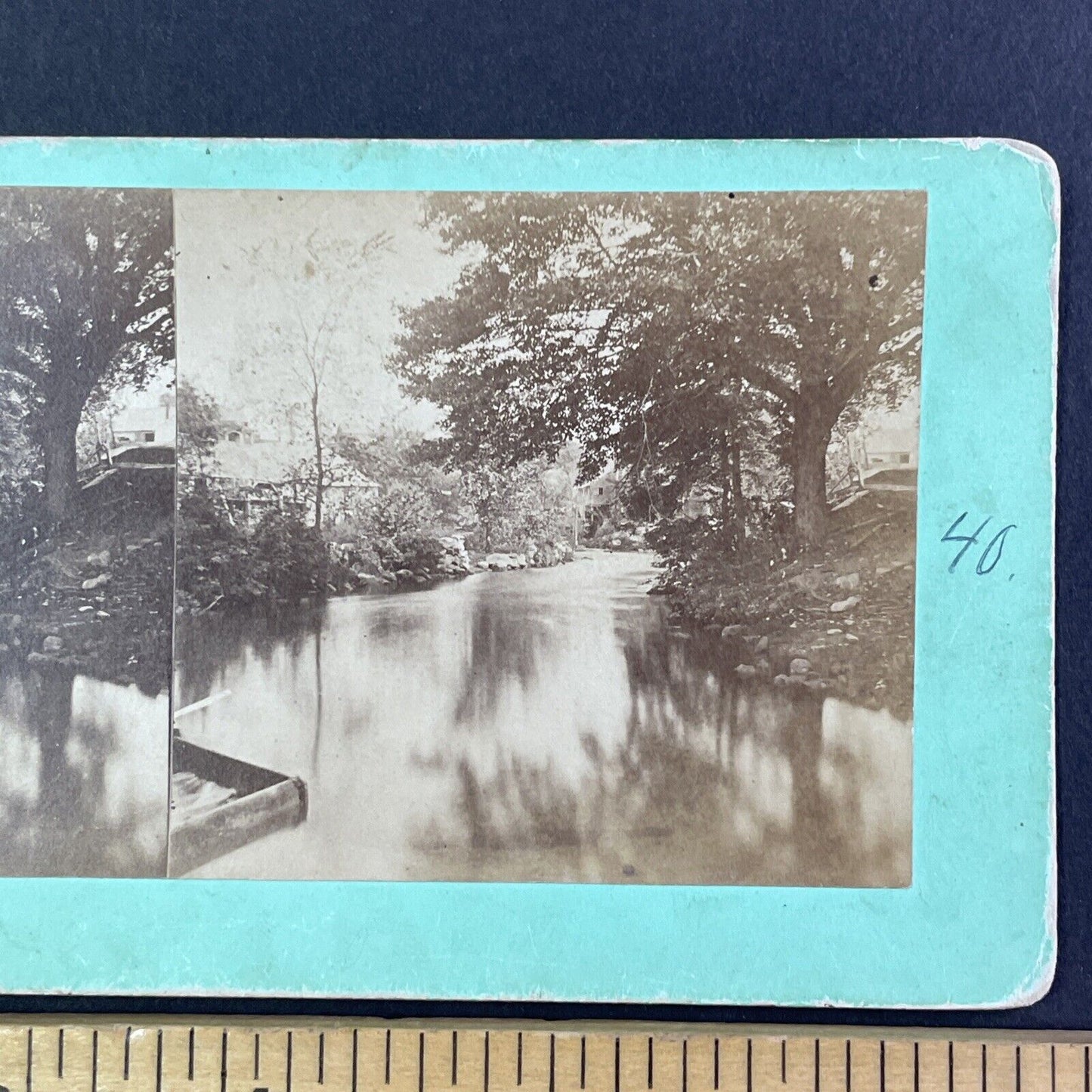 Dimond Mill Dam on the Sugar River Stereoview Newport New Hampshire c1870s Y935