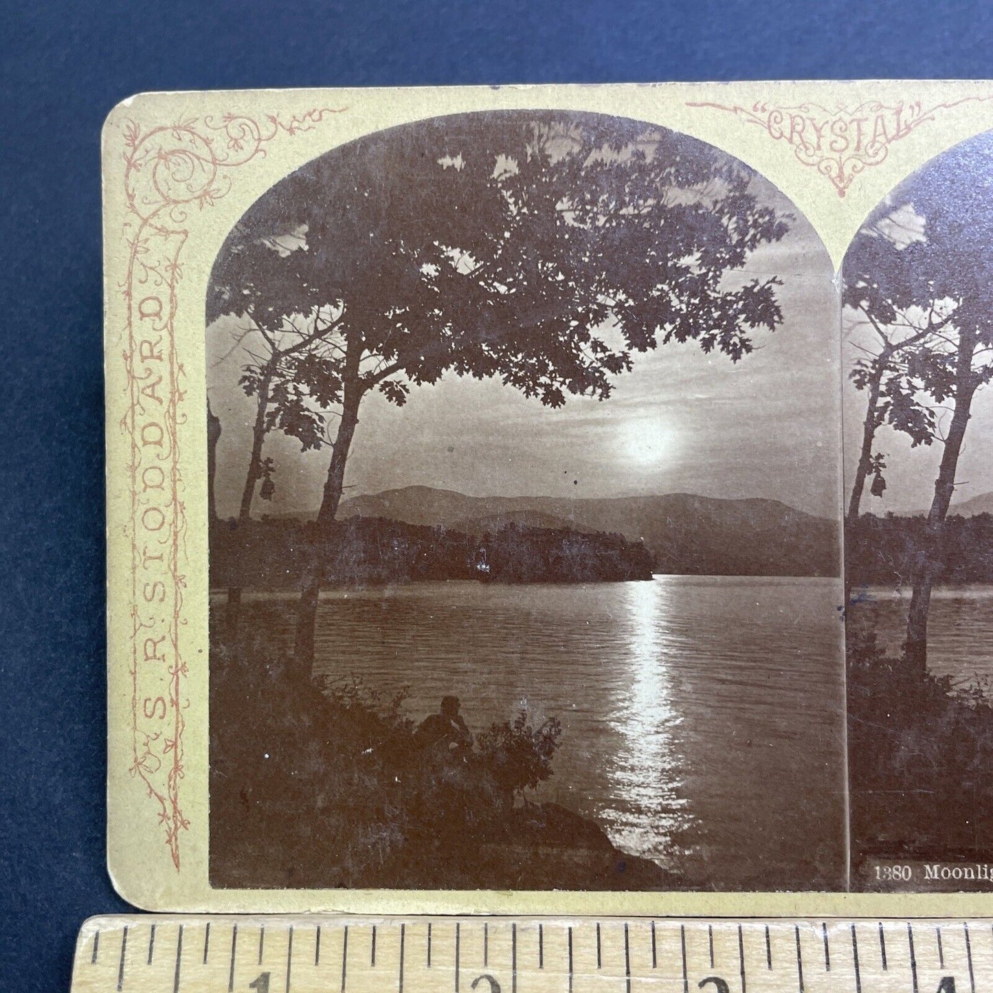 Antique 1860s Fishing On Lake George New York Stereoview Photo Card V545