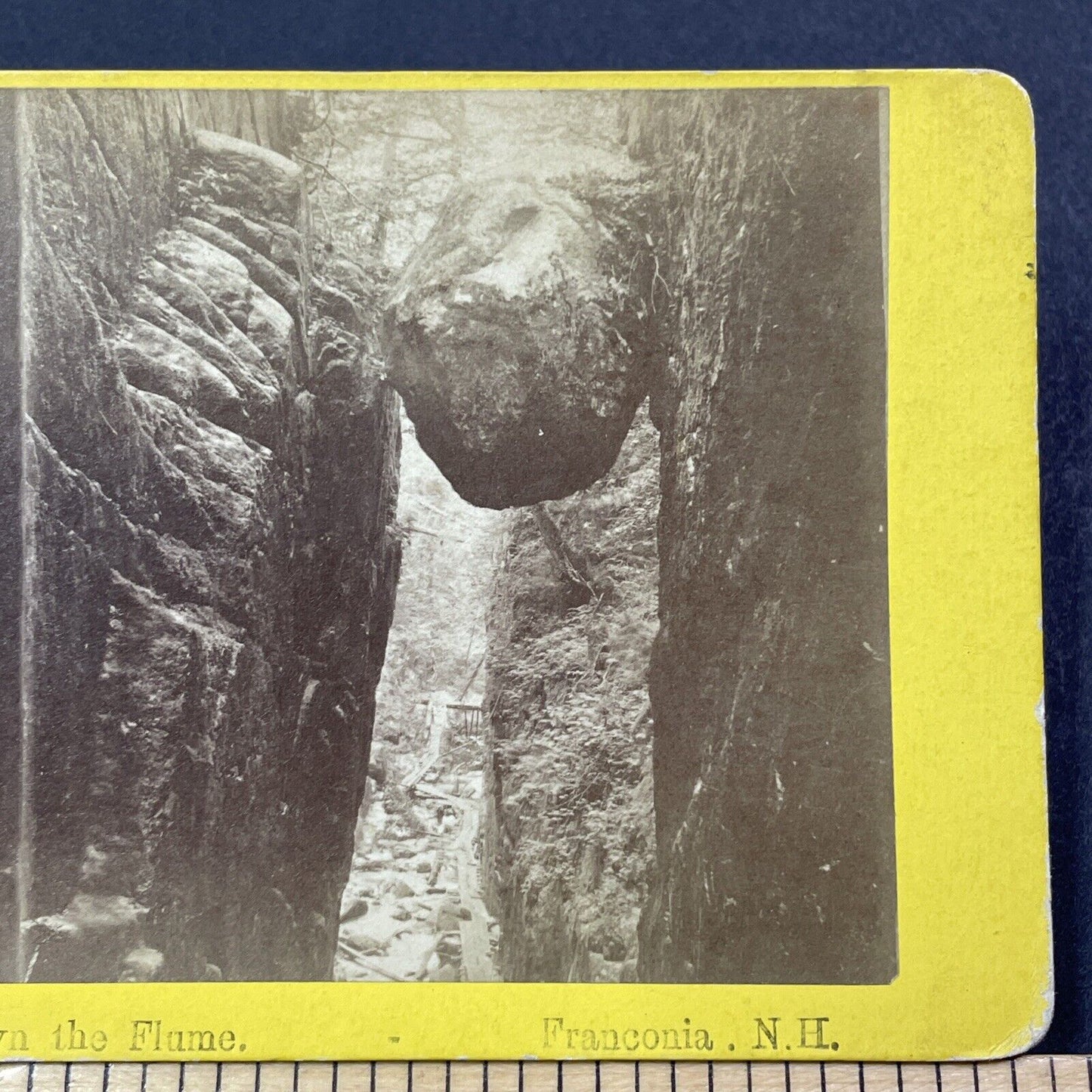 Antique 1870s Rock Flume Franconia Notch NH Stereoview Photo Card V1968