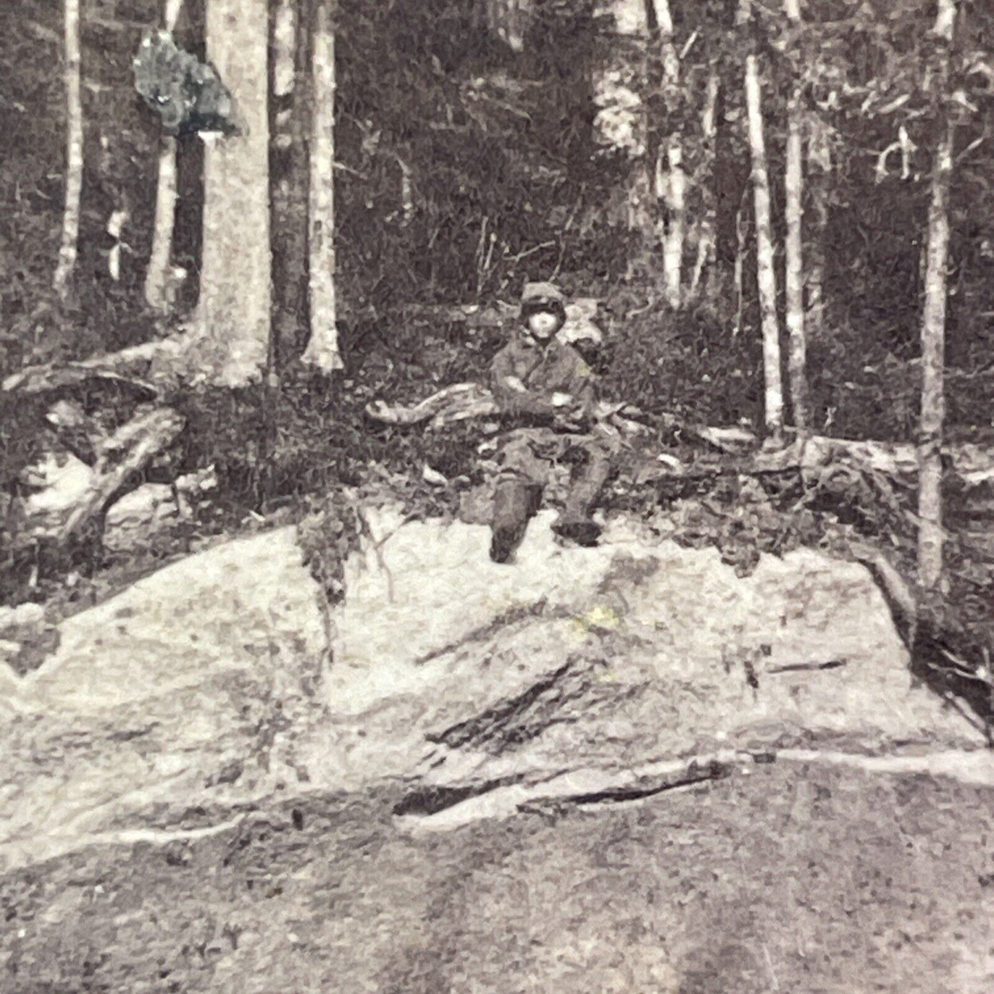 Civil War War Union Soldier In Franconia Notch NH Stereoview Antique c1865 X1203