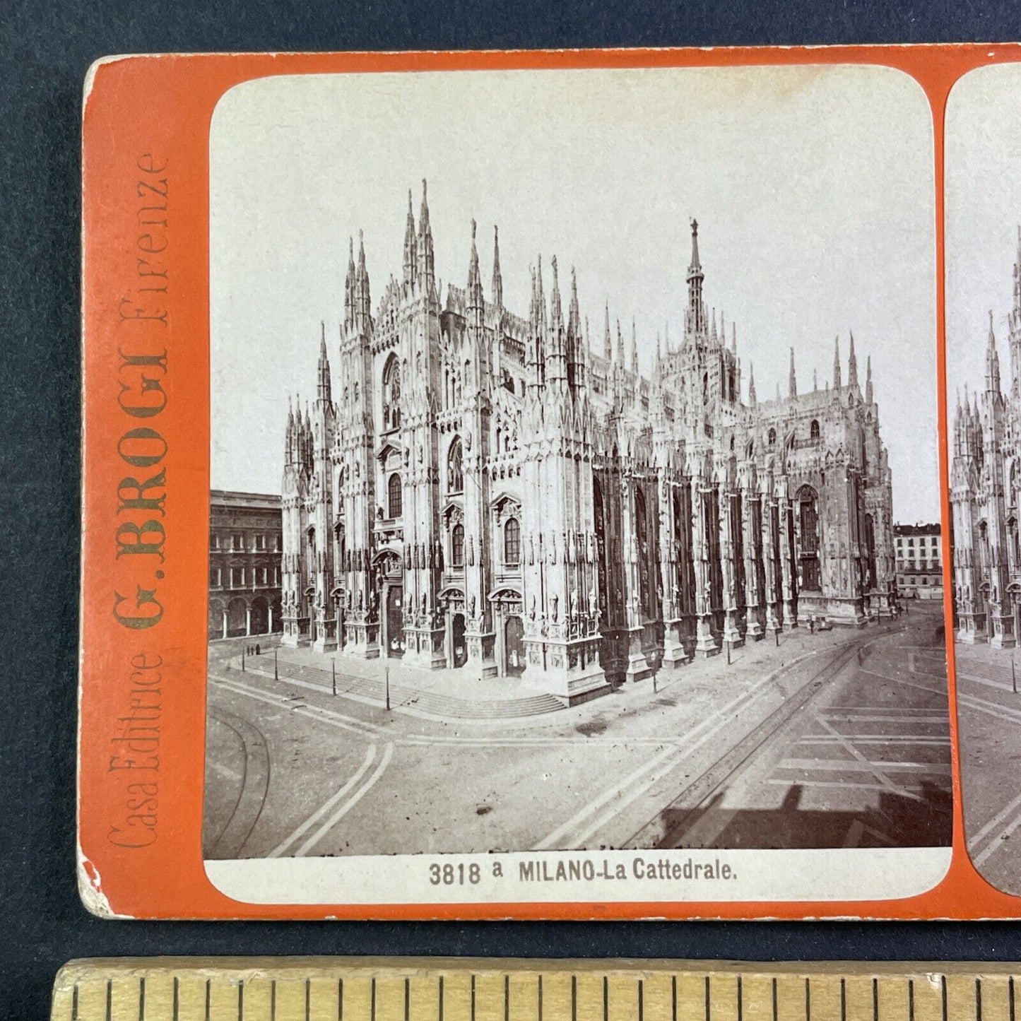 Cathedral Church Milan Italy Stereoview Giacomo Brogi Antique c1880 Y119