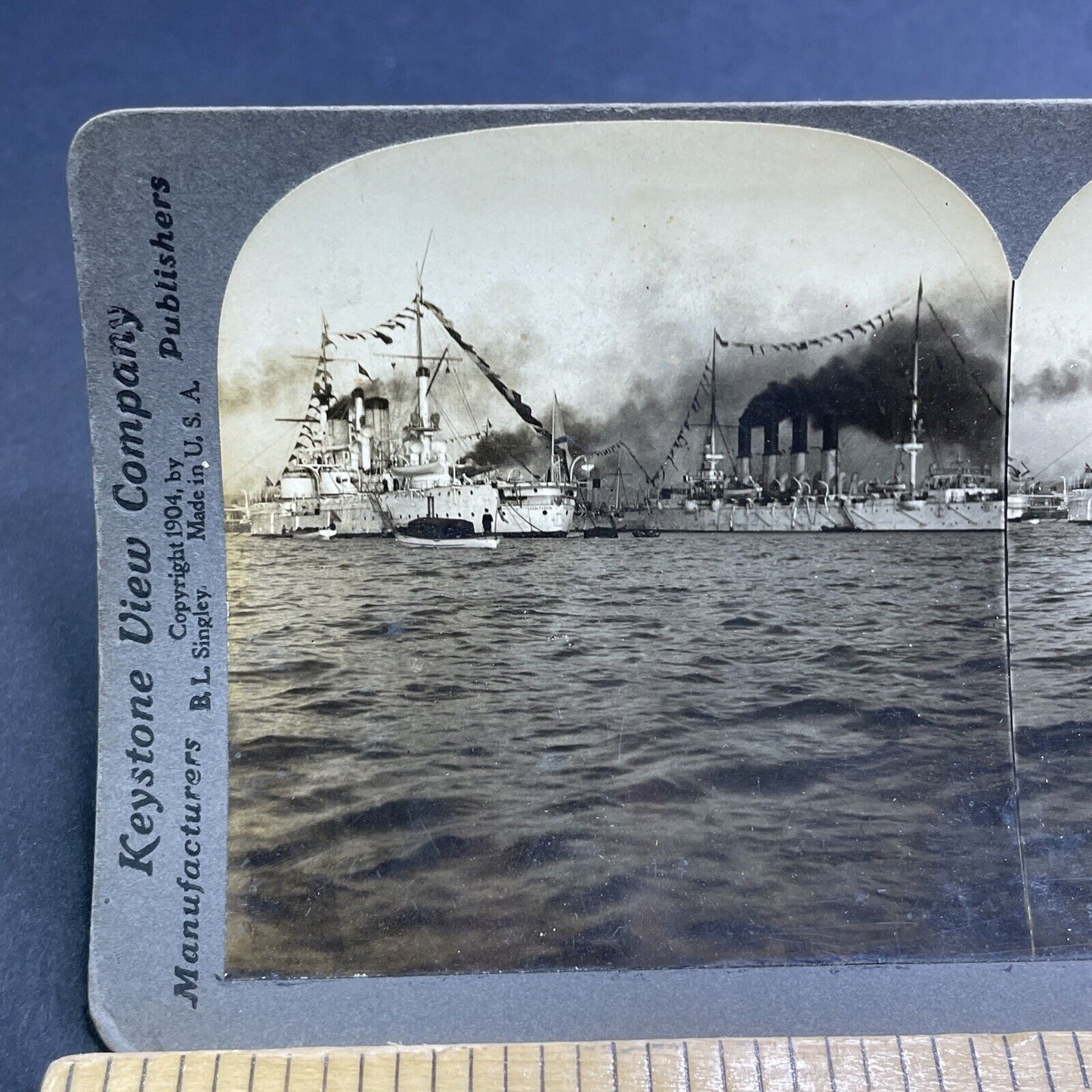 Antique 1904 Russian Navy Fleet Attacks Japan Stereoview Photo Card P1912