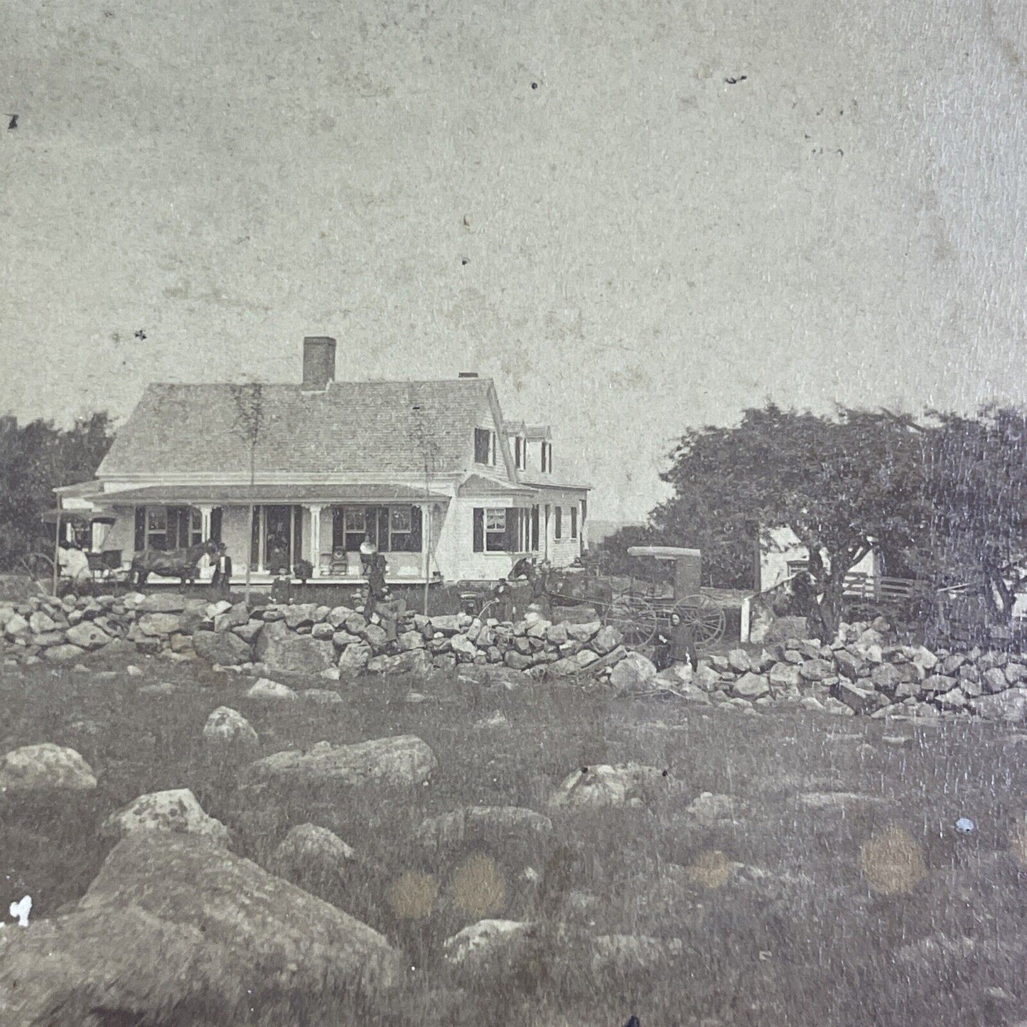 Farmstead in White Mountains? New Hampshire Stereoview Antique c1865 X3869