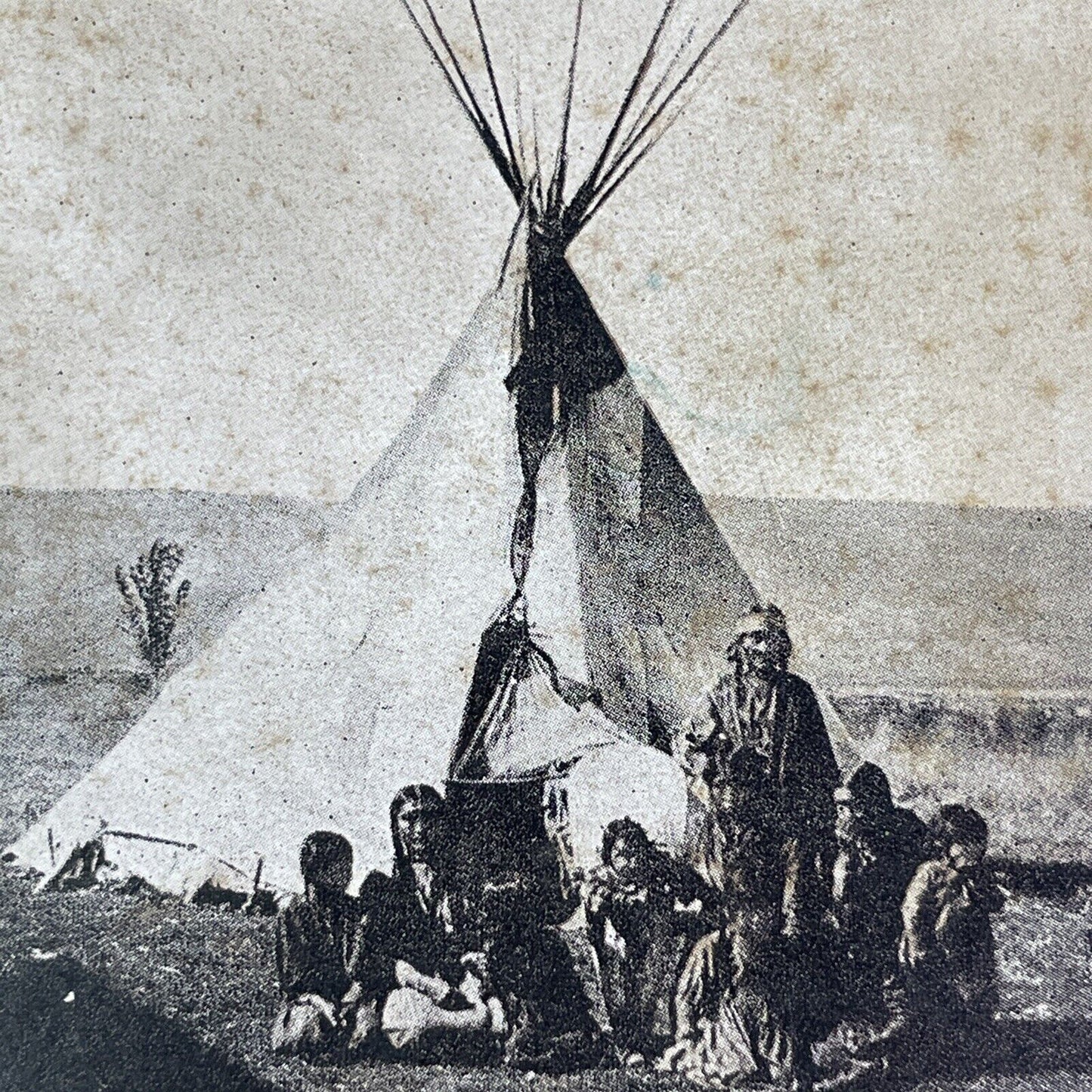 Native American Cheyenne on Wyoming Plains Stereoview Antique c1920s X4148