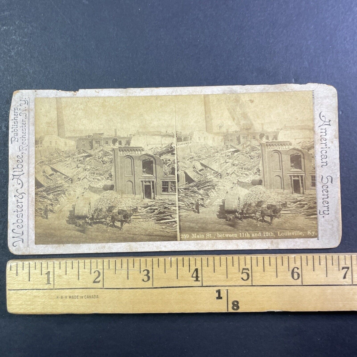 Louisville Kentucky F4 Tornado Disaster Stereoview Main St. Antique c1890 X3738