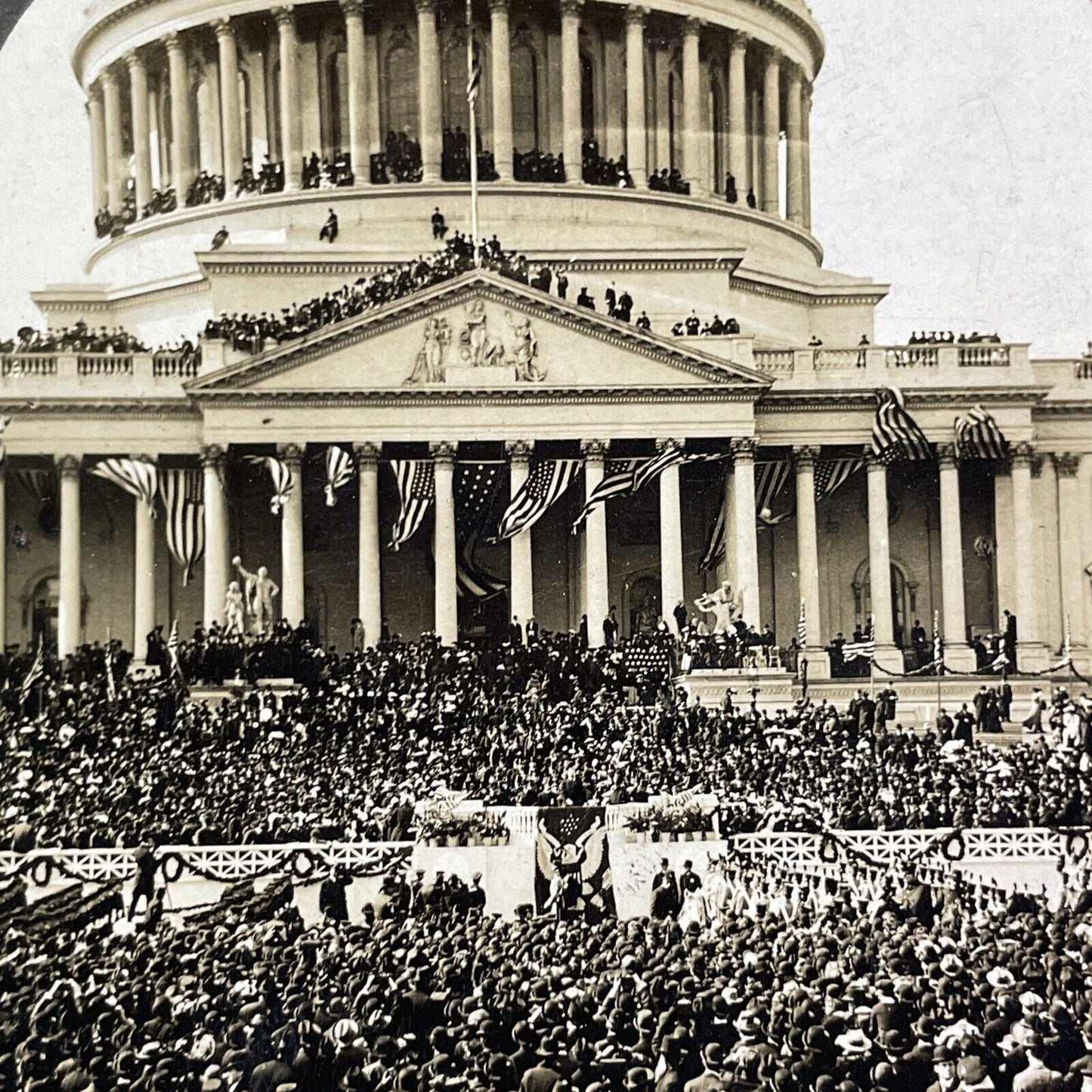 Theodore Roosevelt Inaugural Address Stereoview Washington DC Antique 1905 X4220