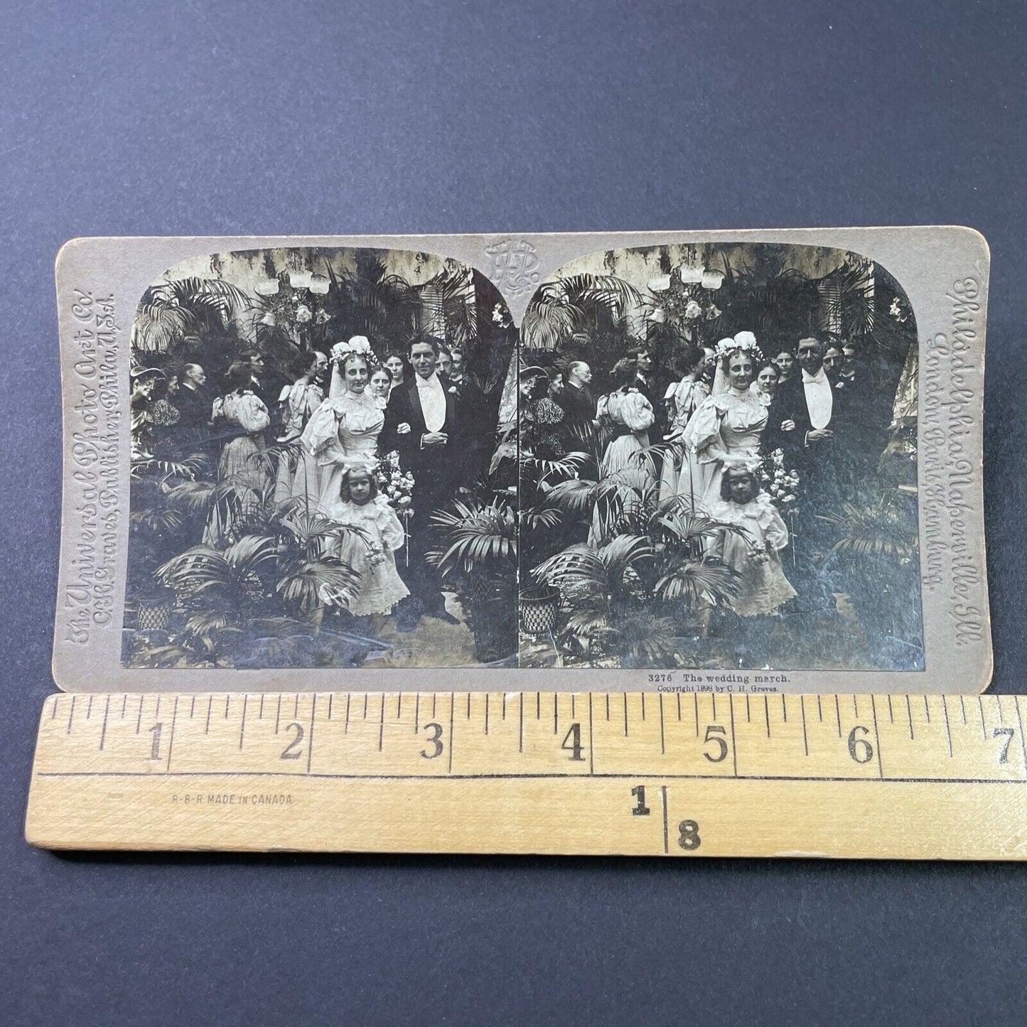 Antique 1898 Bride And Groom Leaving Wedding Stereoview Photo Card P2942