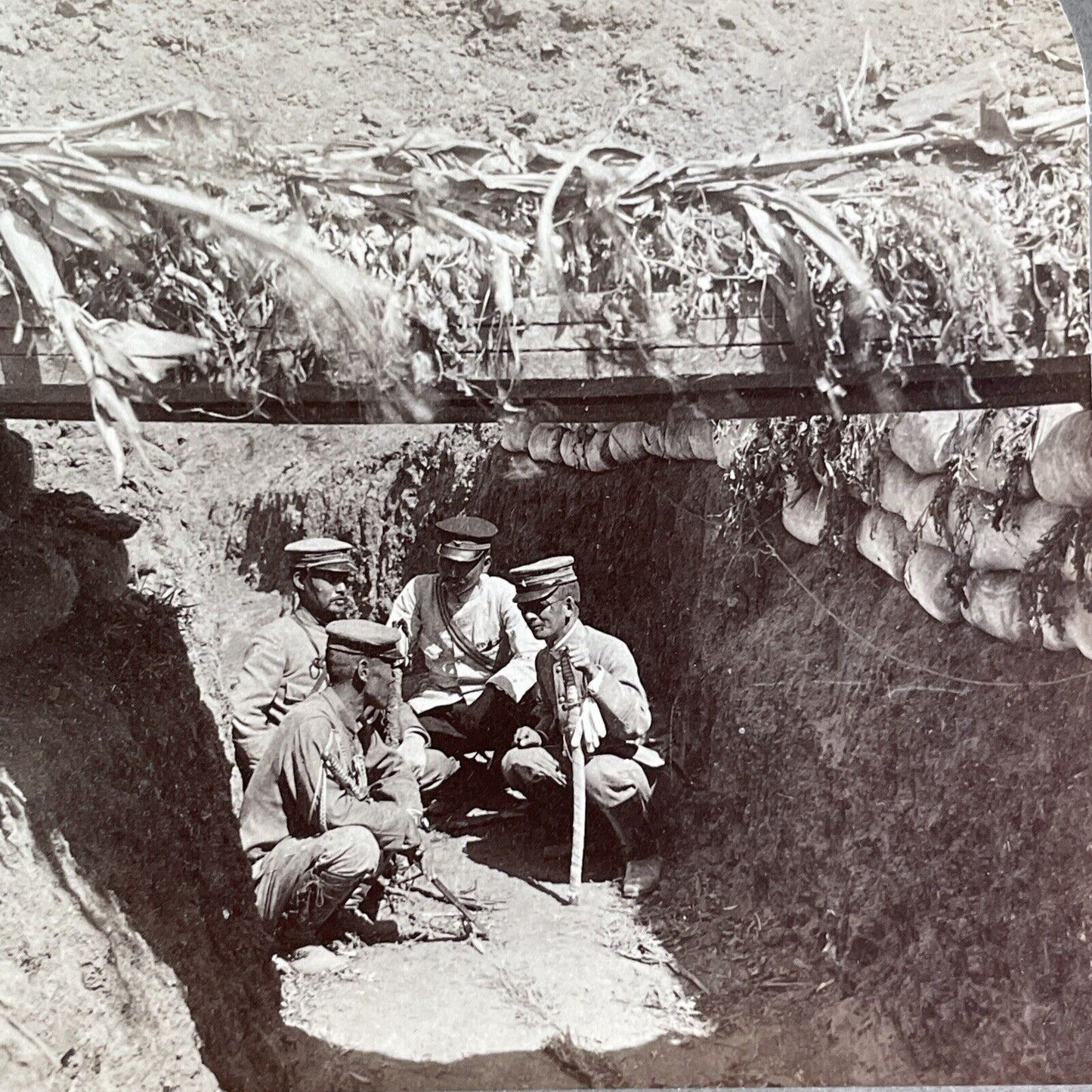 Japanese Trenches In War Stereoview Russo-Sino War Antique c1905 X4218