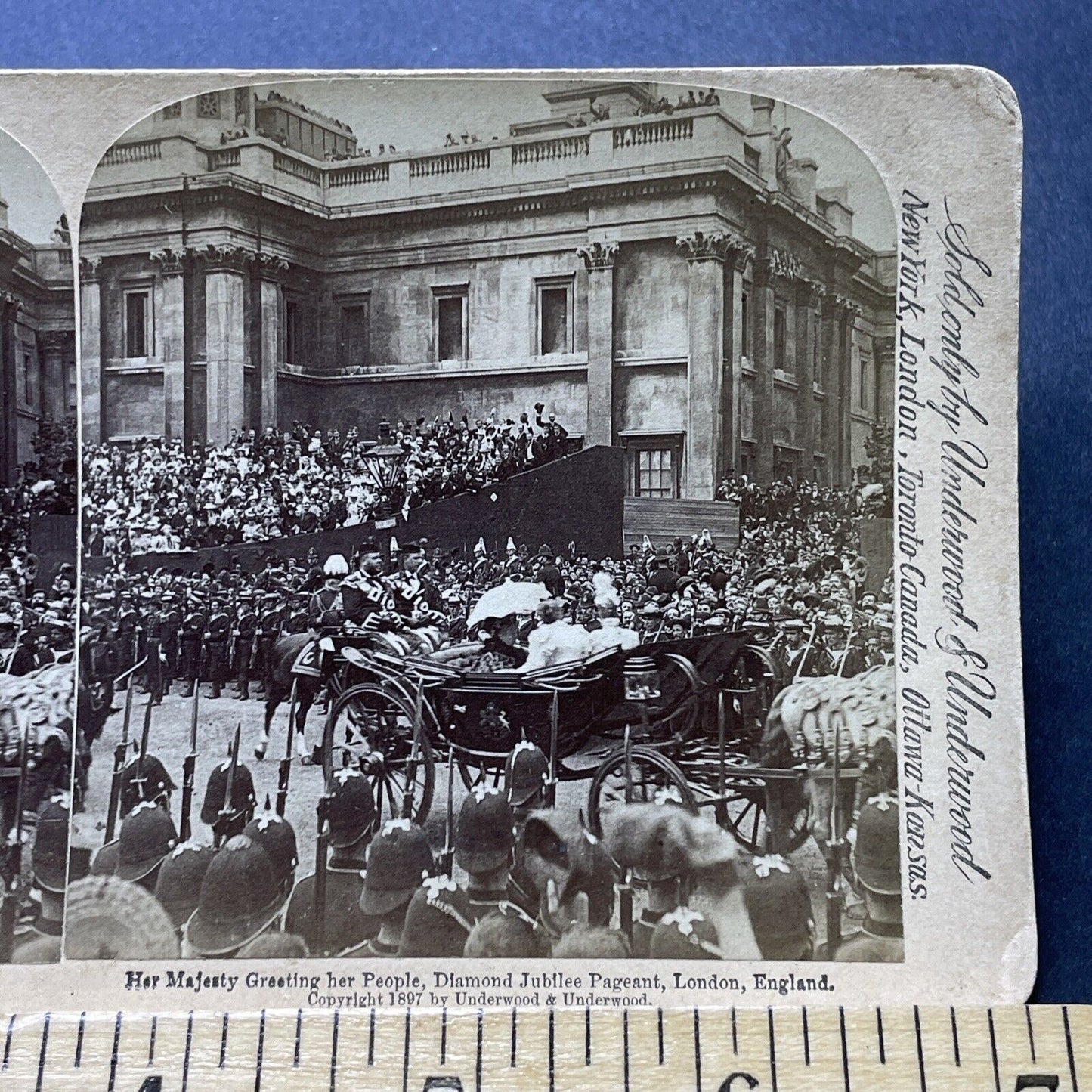 Antique 1897 Queen Victoria Greeting Her Subjects Stereoview Photo Card P2350