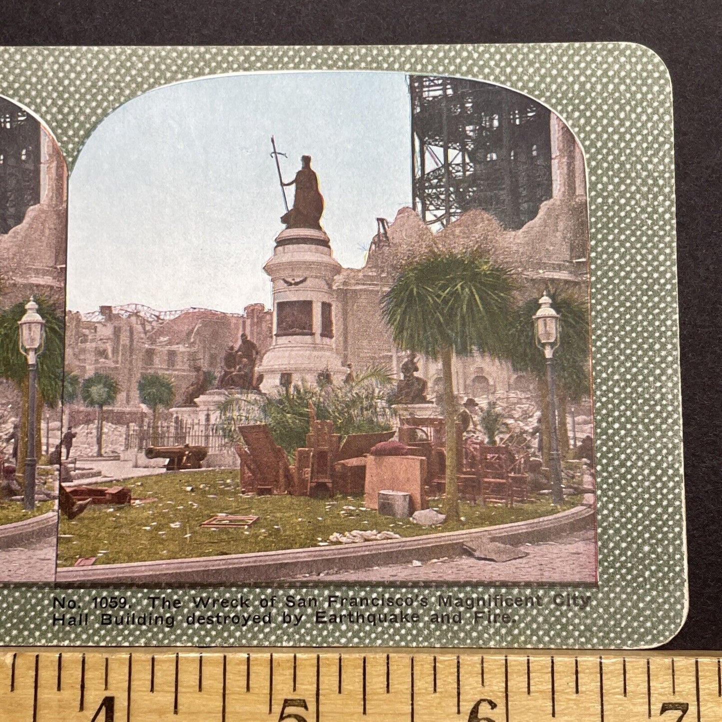 Antique 1910s San Francisco Earthquake Cityh Hall Stereoview Photo Card 2300-58