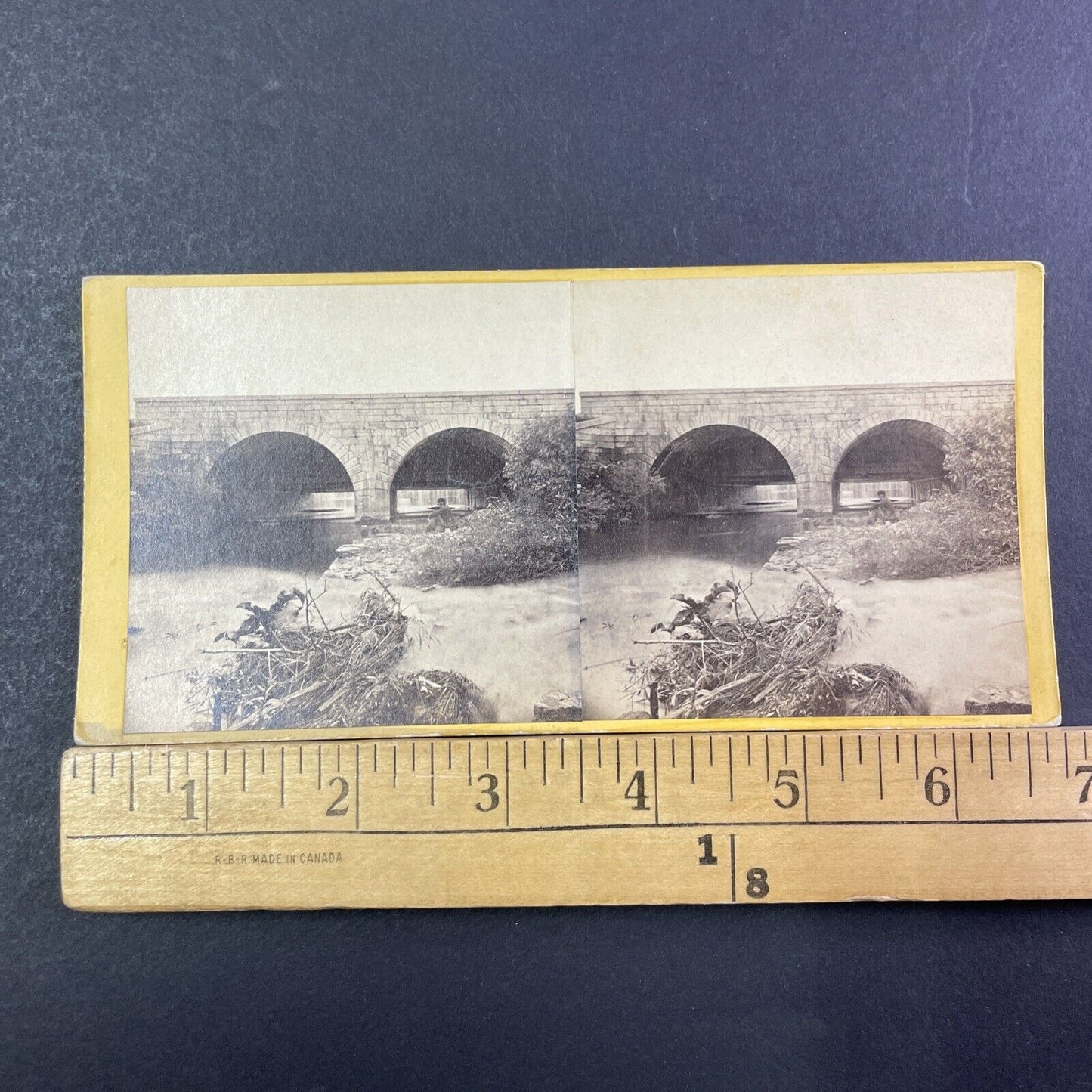 Johnstown Bridge Of Death? Stereoview Stone Arch Bridge Antique c1870 X2564