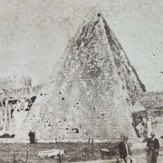 Antique 1870s Unexcavated Pyramid Of Cestius Rome Stereoview Photo Card P4129