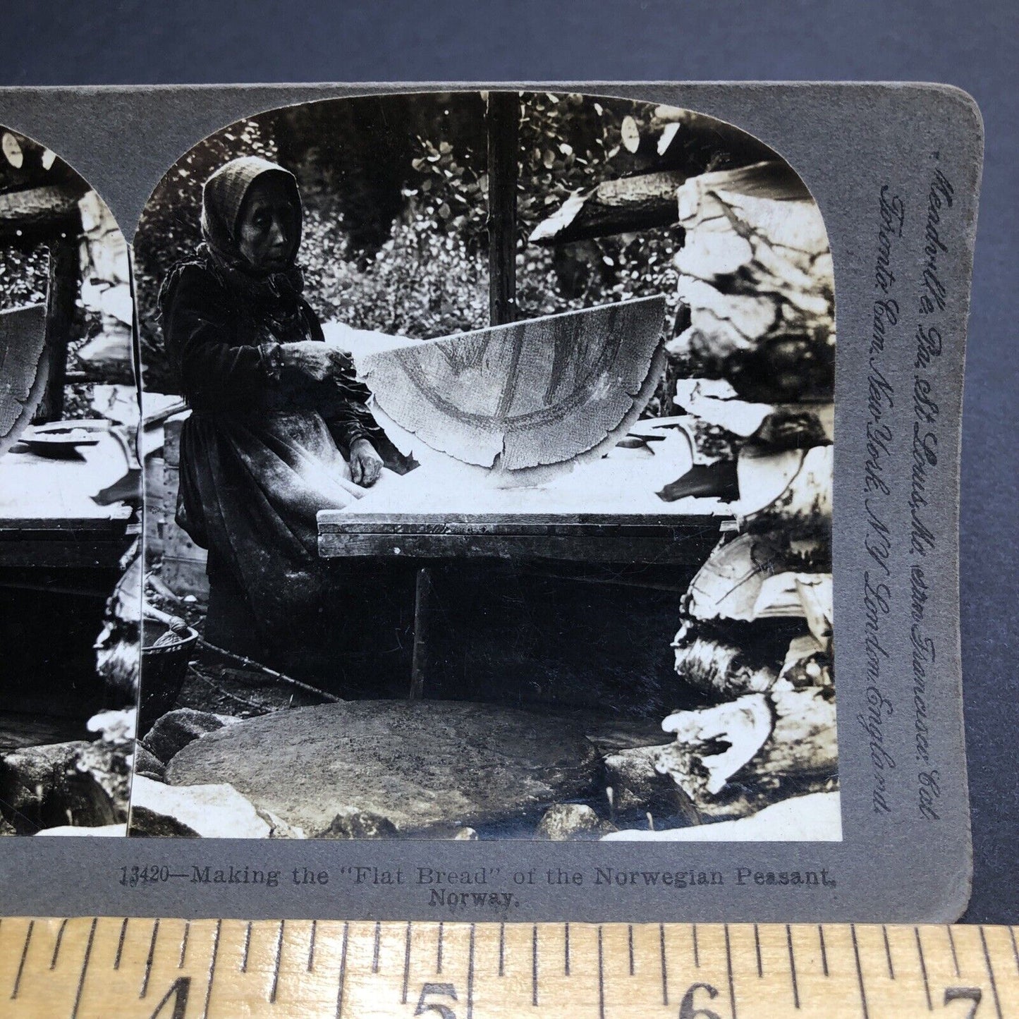 Antique 1903 Poor Norwegian Peasant Making Bread Stereoview Photo Card P1986