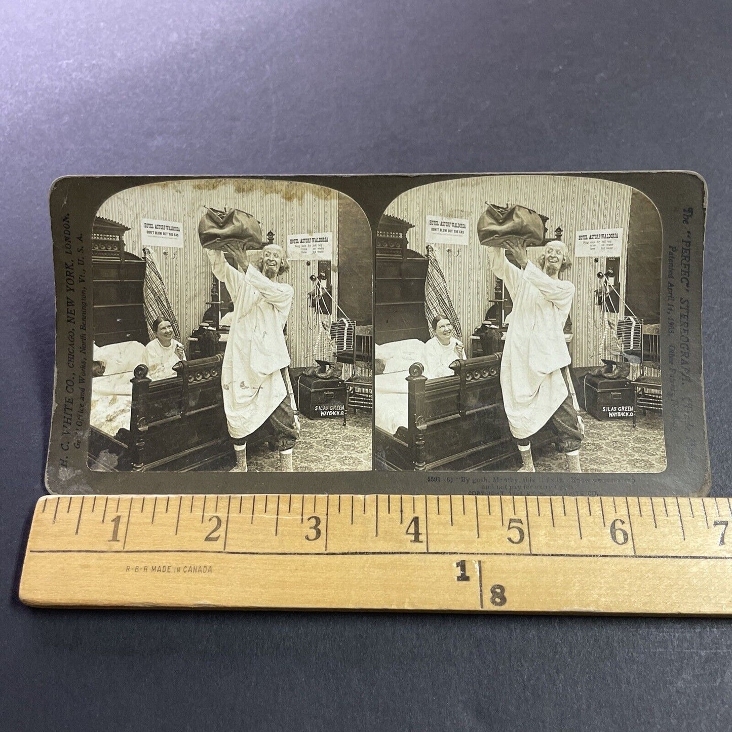 Antique 1903 Crazy Man Holding A Doctors Bag Stereoview Photo Card P4039