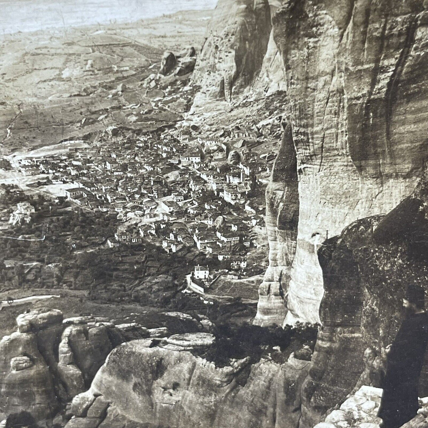 Antique 1908 The Village Of Kalabaka Greece Stereoview Photo Card P1879