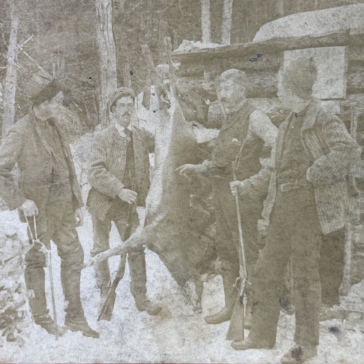 Antique 1890 Deer Hunting Littleton New Hampshire Stereoview Photo Card P2624