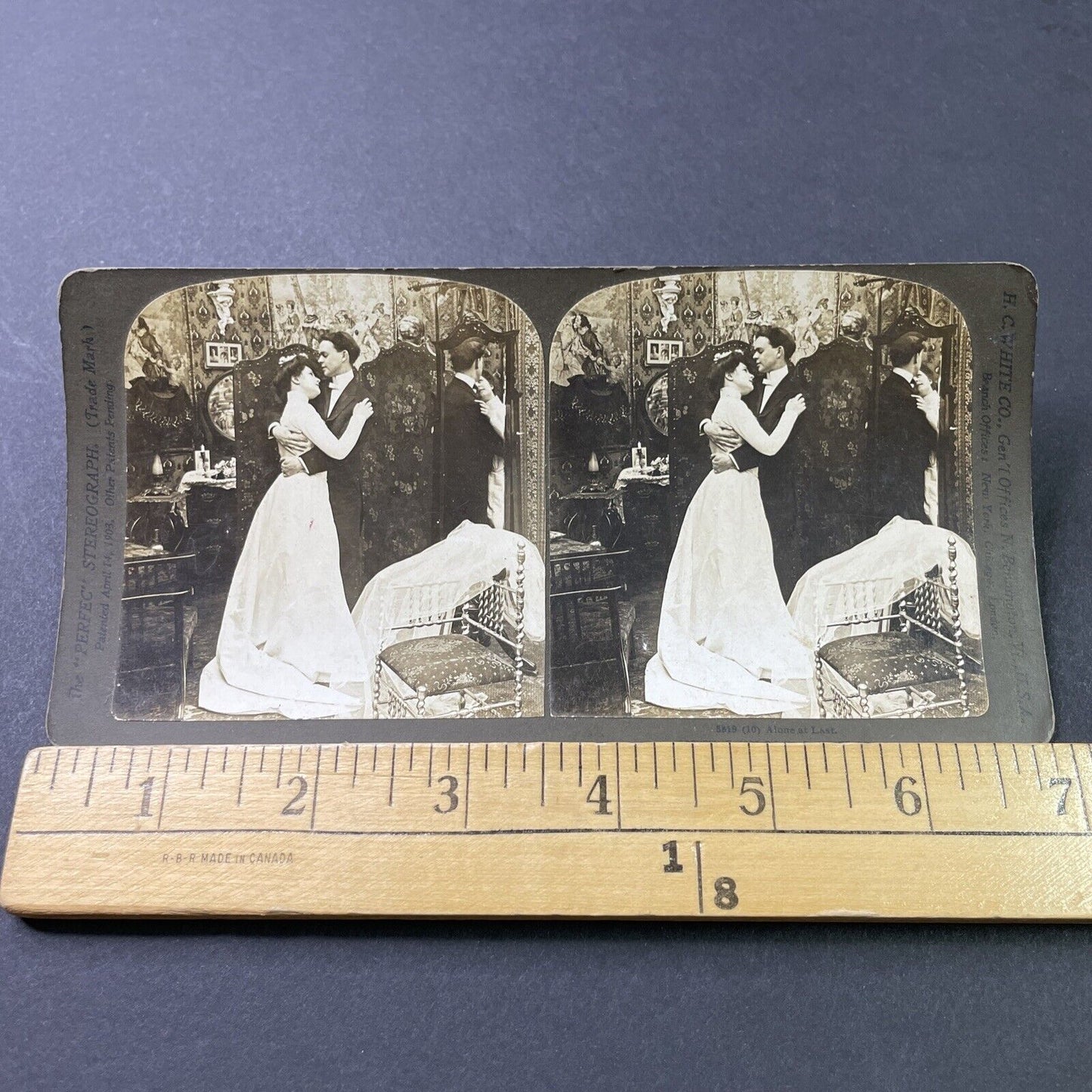 Antique 1902 Bride And Groom Wedding Embrace Stereoview Photo Card P2884