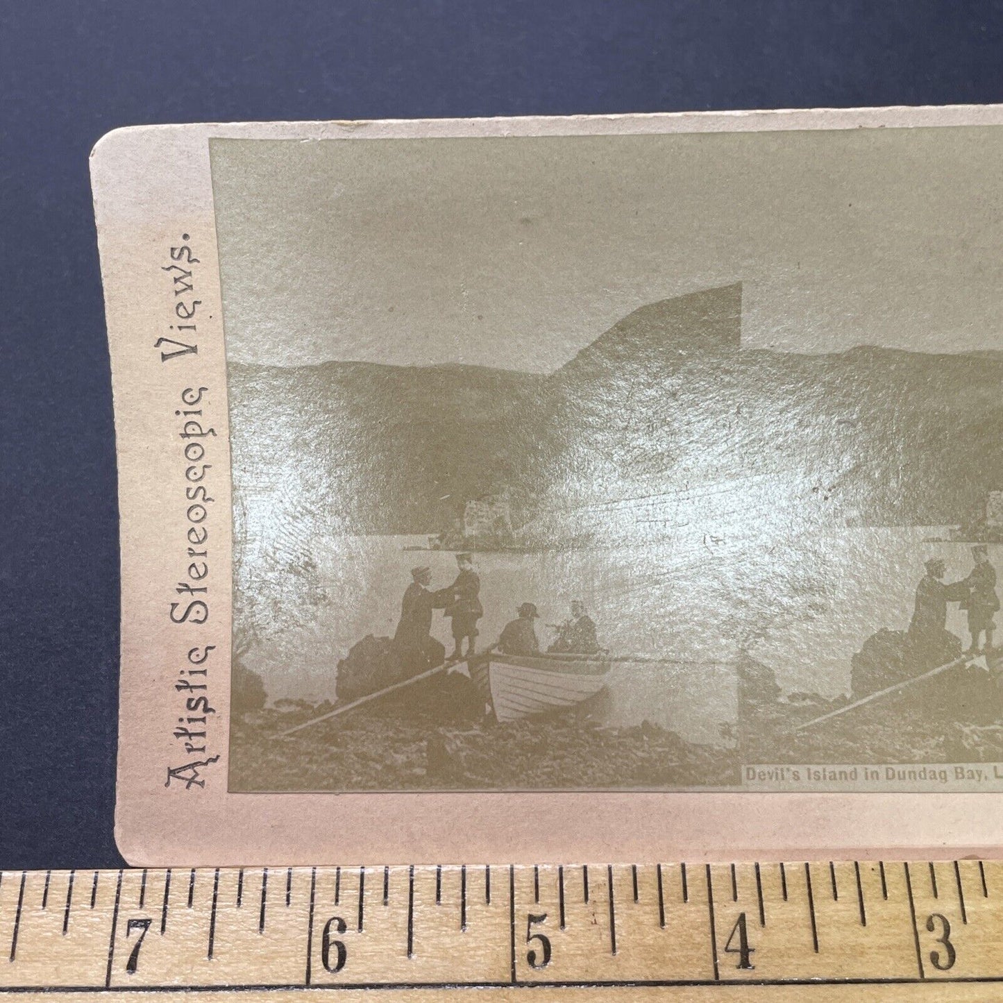 Antique 1860s Devil's Island Muckross Lake Ireland Stereoview Photo Card P2319