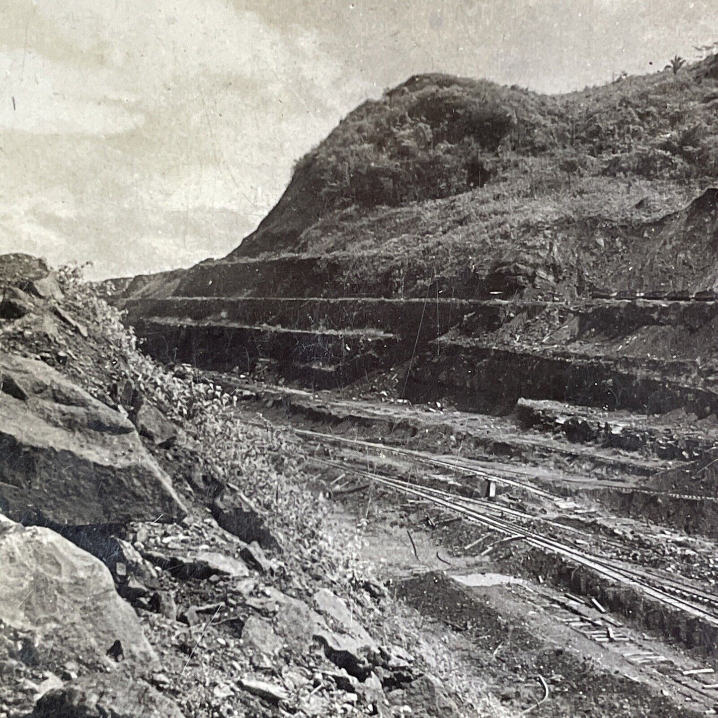 Culebra Cut Panama Canal Construction Stereoview Antique c1907 Y2803