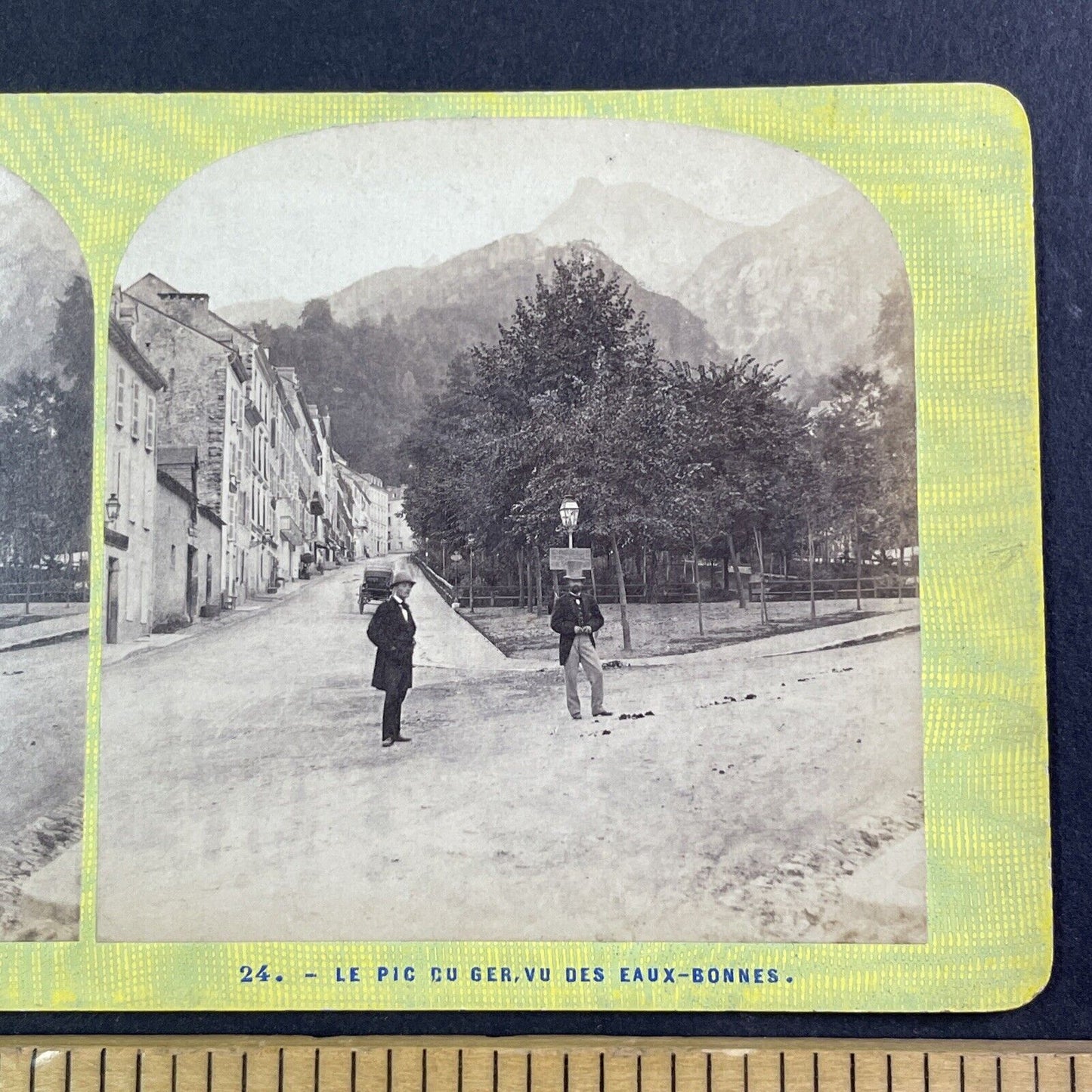 Eaux-Bonnes Village Commune Stereoview Laruns France Antique c1875 X3555