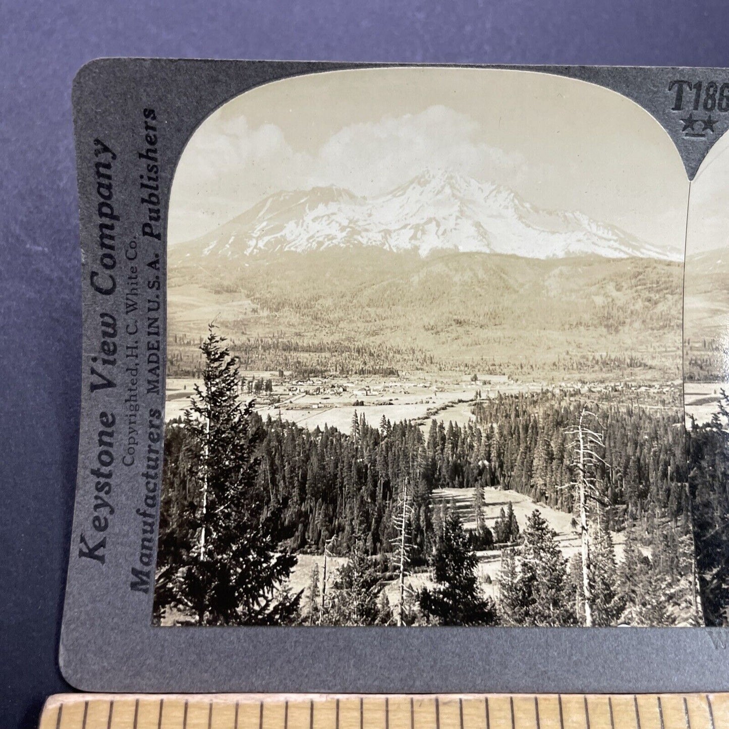 Antique 1909 Mount Shasta Volcano California Stereoview Photo Card P3504