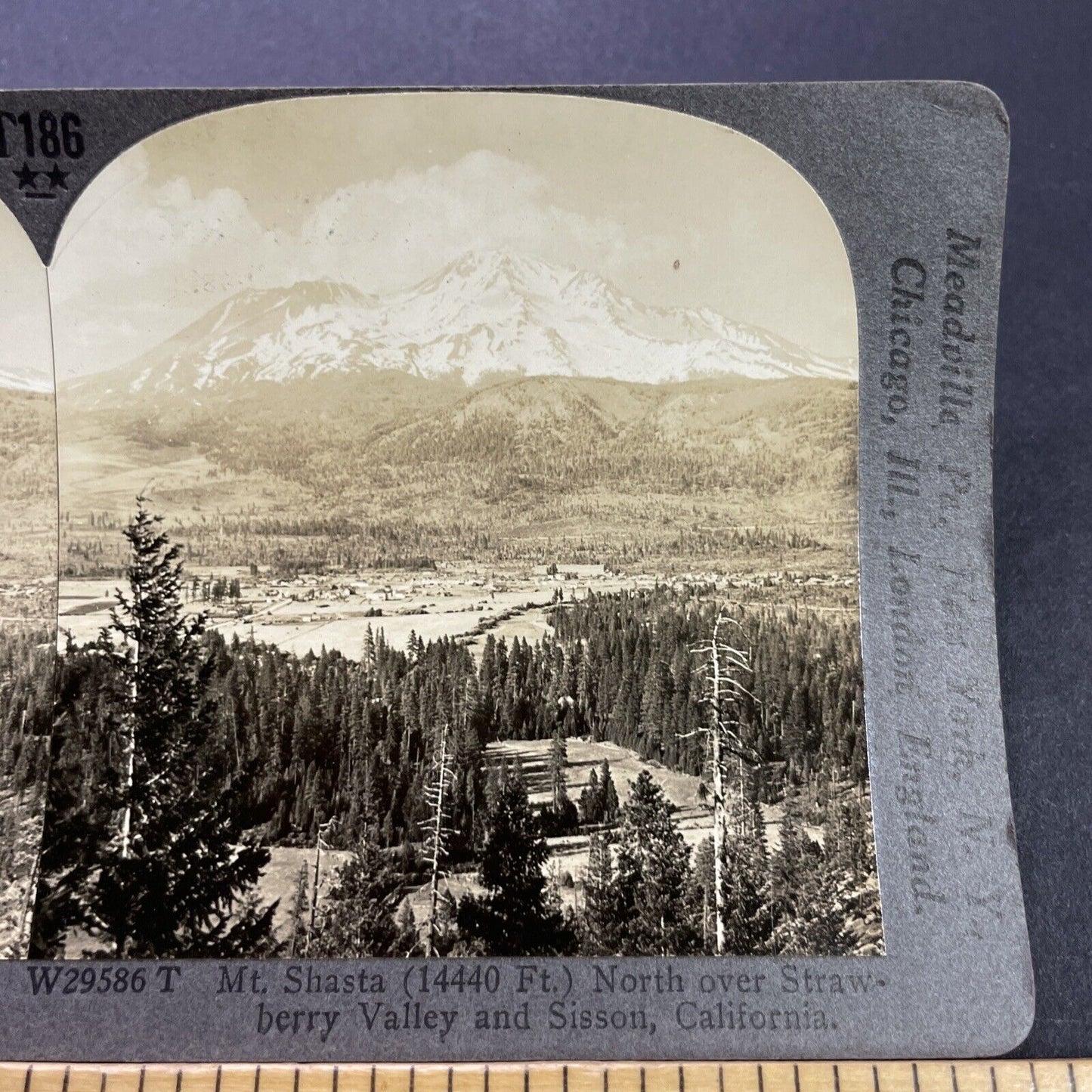 Antique 1909 Mount Shasta Volcano California Stereoview Photo Card P3504