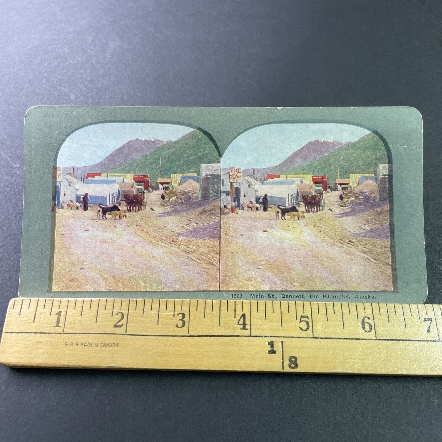 Antique 1905 Bennett Gold Mining Boom Town BC Canada Stereoview Photo Card P3315