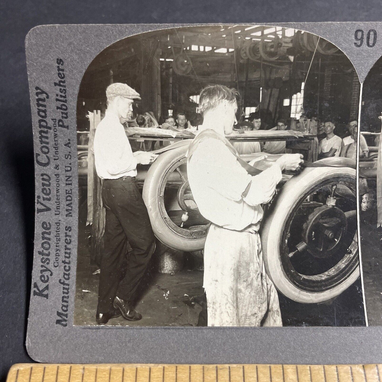 Antique 1910s Rubber Tire Factory Akron Ohio Stereoview Photo Card P4826