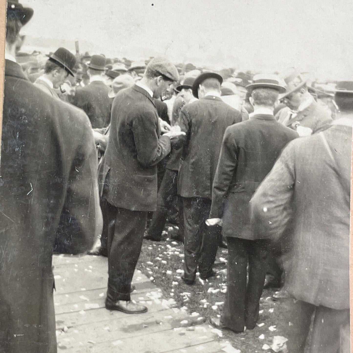 Ticket Line in Prospect Park Niagara Falls Stereoview OOAK Antique c1913 Y2732