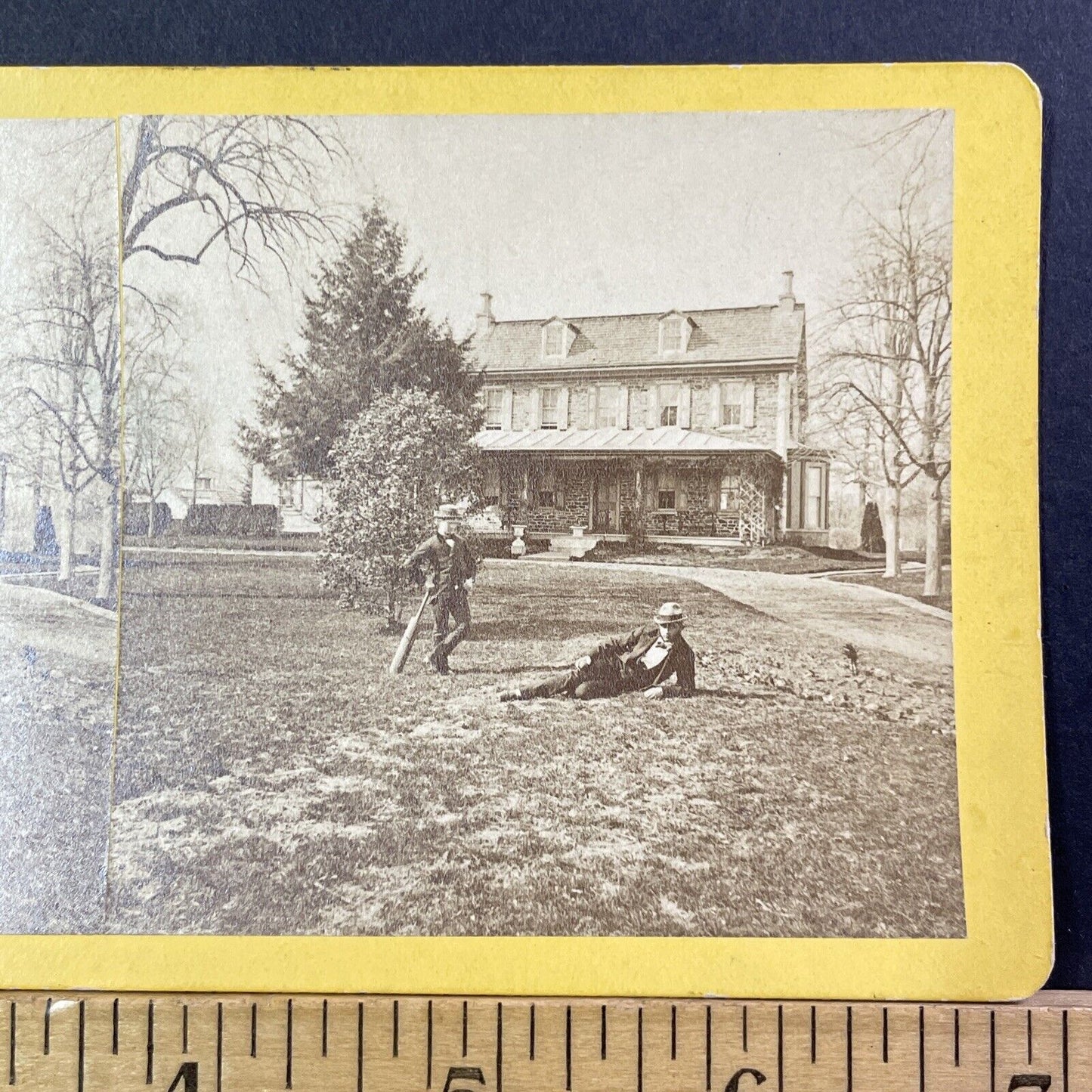 Cricket Players New Hope Pennsylvania Stereoview Photo Sports Card Antique c1867