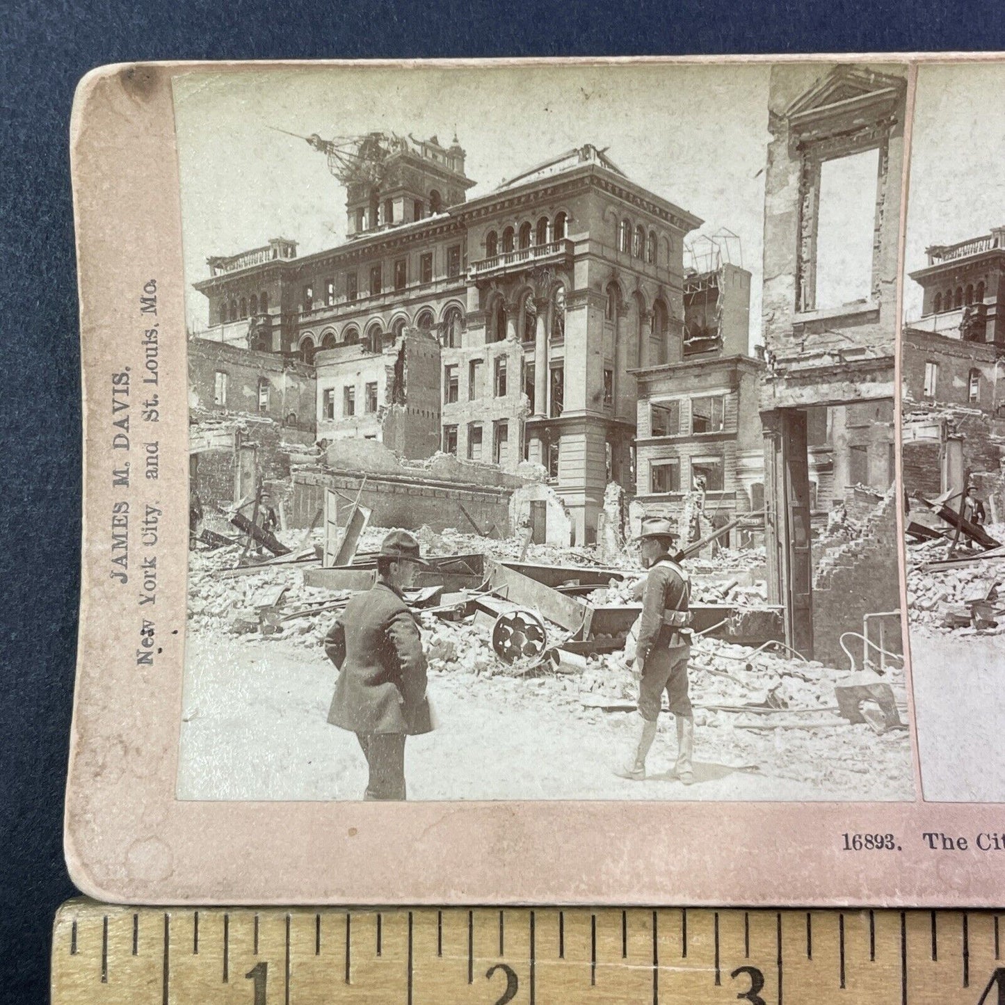 San Francisco Earthquake Prison Collapse Stereoview Photo Card Antique 1906 X812