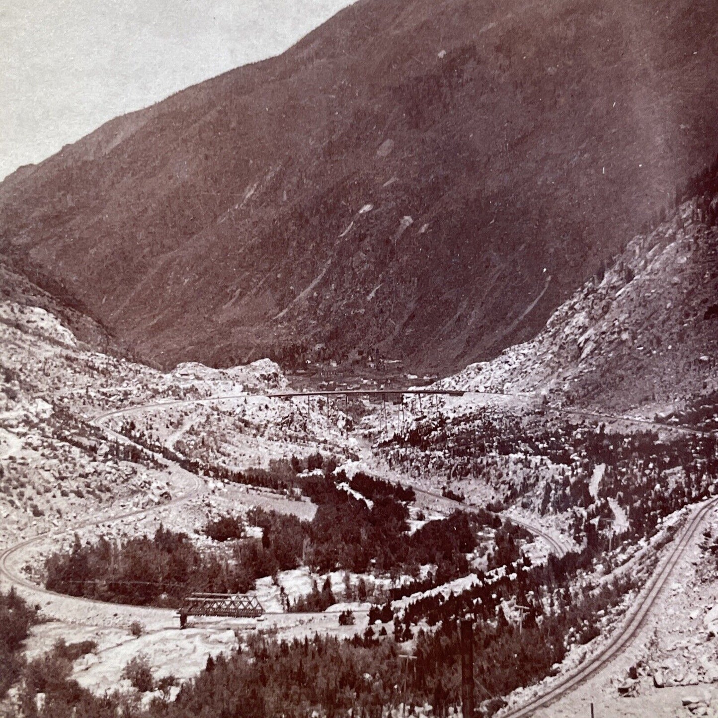 Antique 1889 Clear Creek Canyon Colorado Stereoview Photo Card V2124