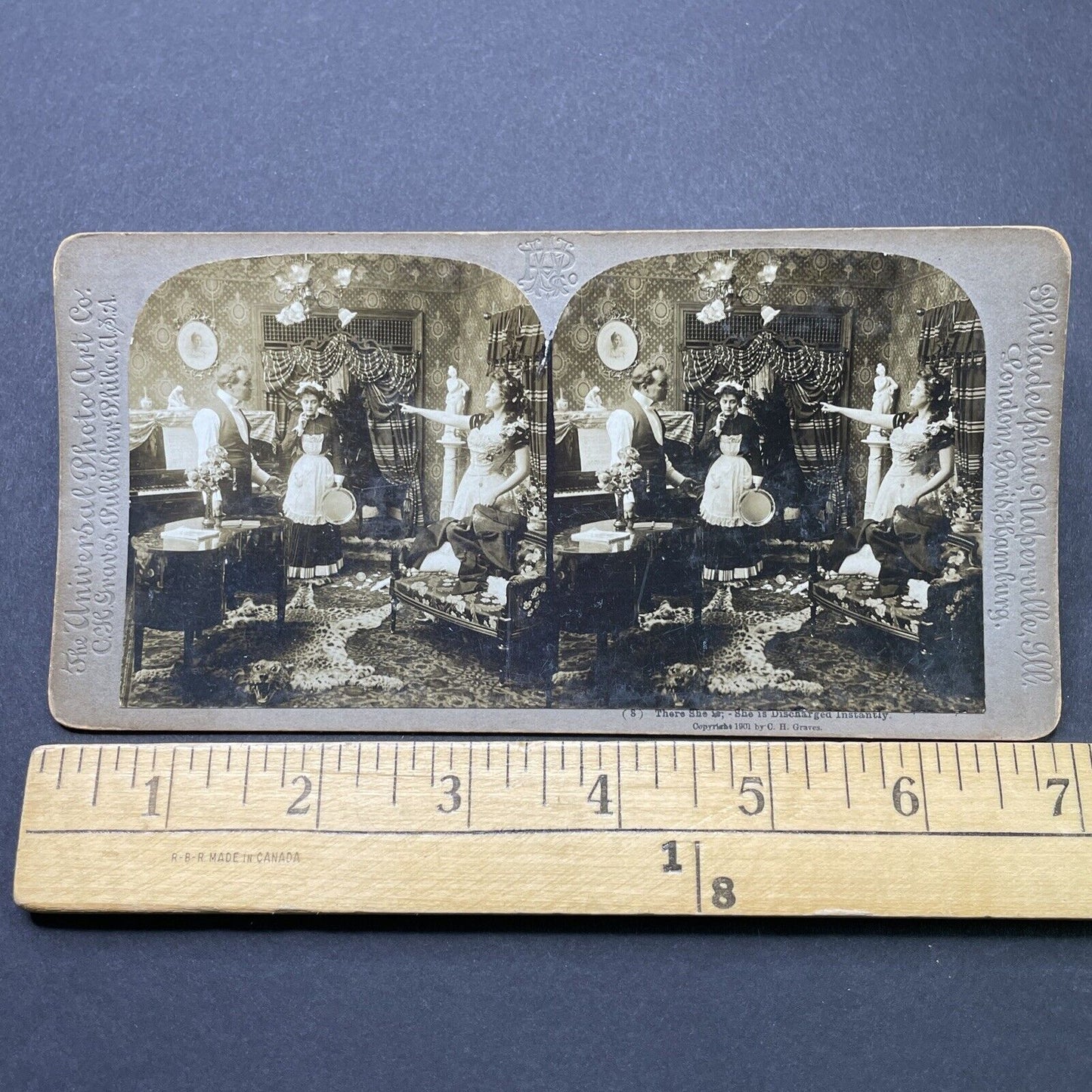 Antique 1901 Woman Accuses Man Of Affair With Maid Stereoview Photo Card P2575