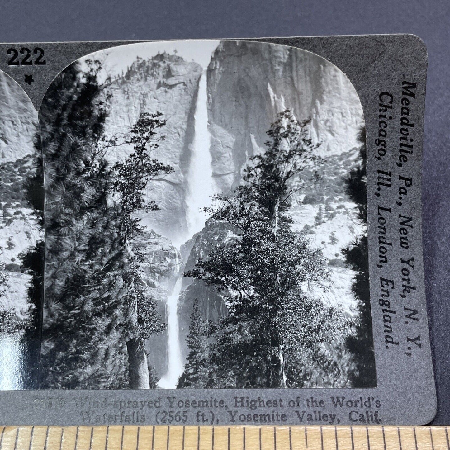 Antique 1910s Yosemite Falls California Stereoview Photo Card V2031