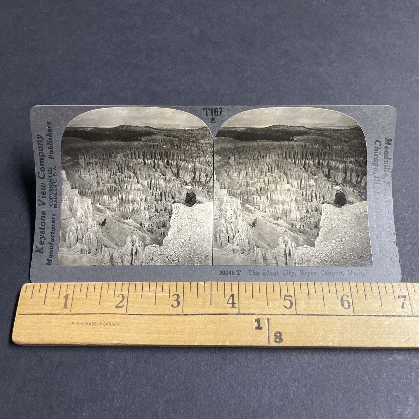 Antique 1920s Man Tempts Fate Bryce Canyon Utah Stereoview Photo Card P4858