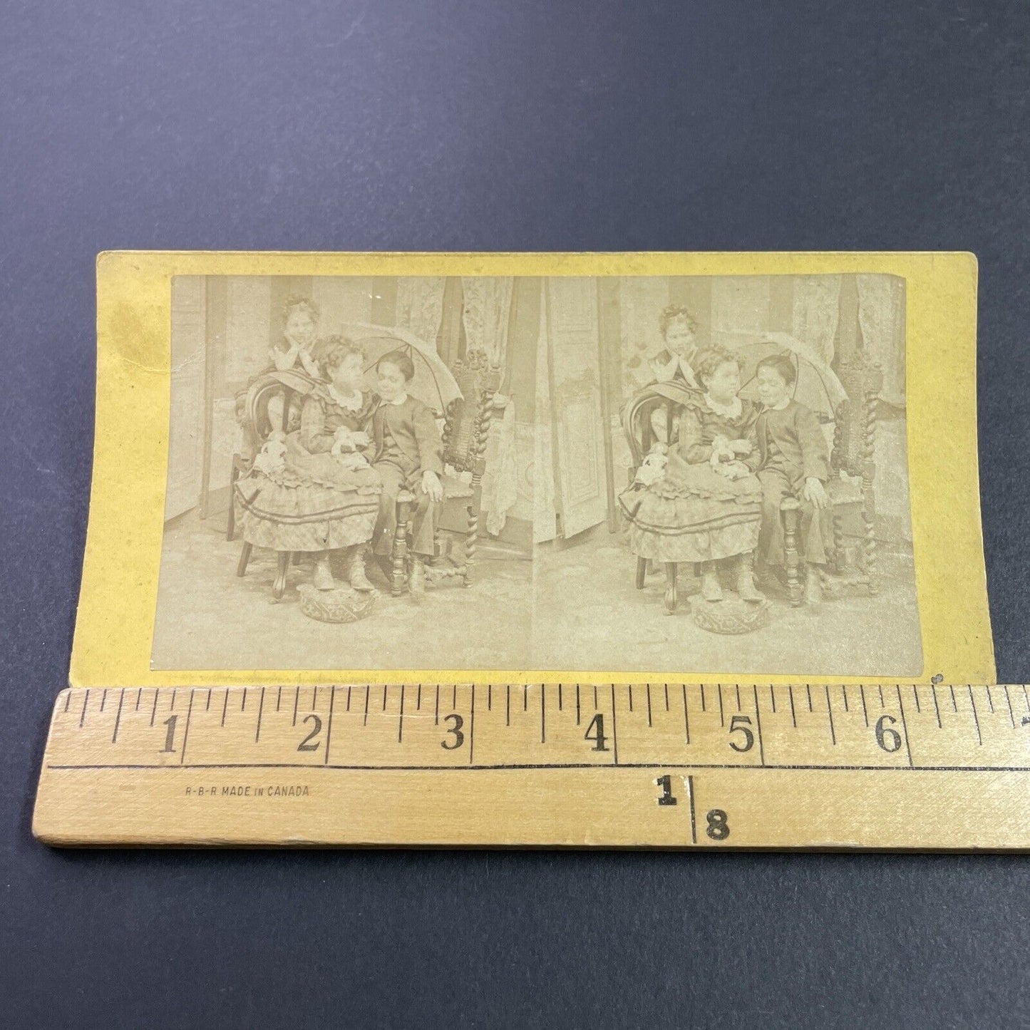 Antique 1860s Wealthy Children Pose For Camera Stereoview Photo Card P3429