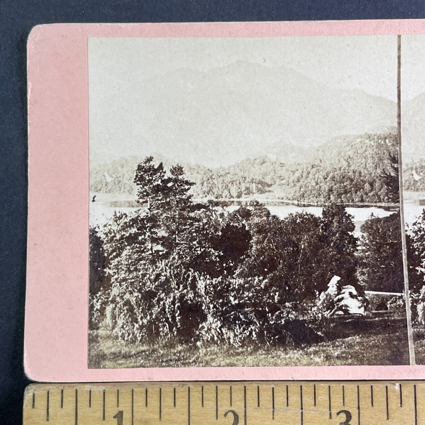 Ben Venue Mountain Scotland Stereoview Loch Lomond Antique c1865 X3192