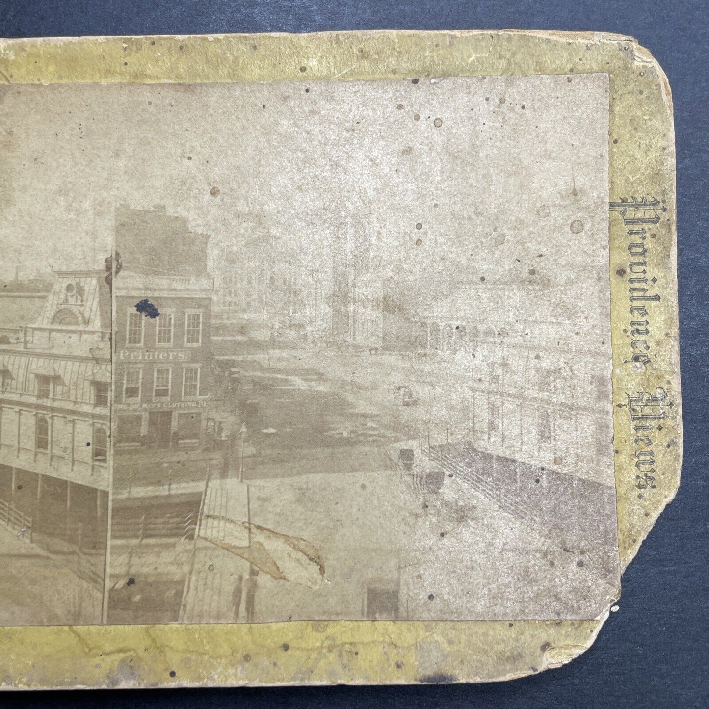 Antique 1878 Providence Rhode Island Downtown Stereoview Photo Card P1190