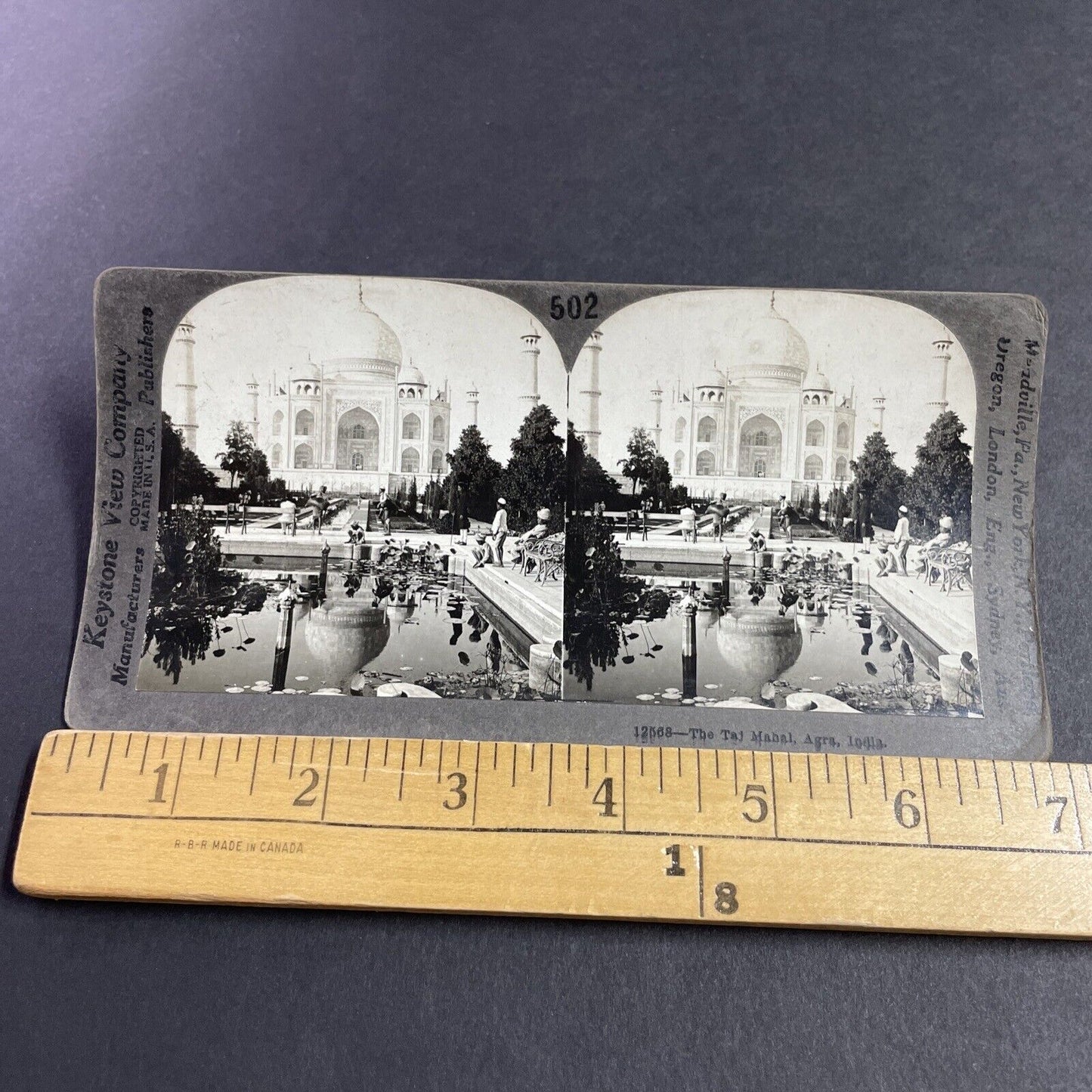 Antique 1910s The Taj Mahal Agra India Stereoview Photo Card P3619