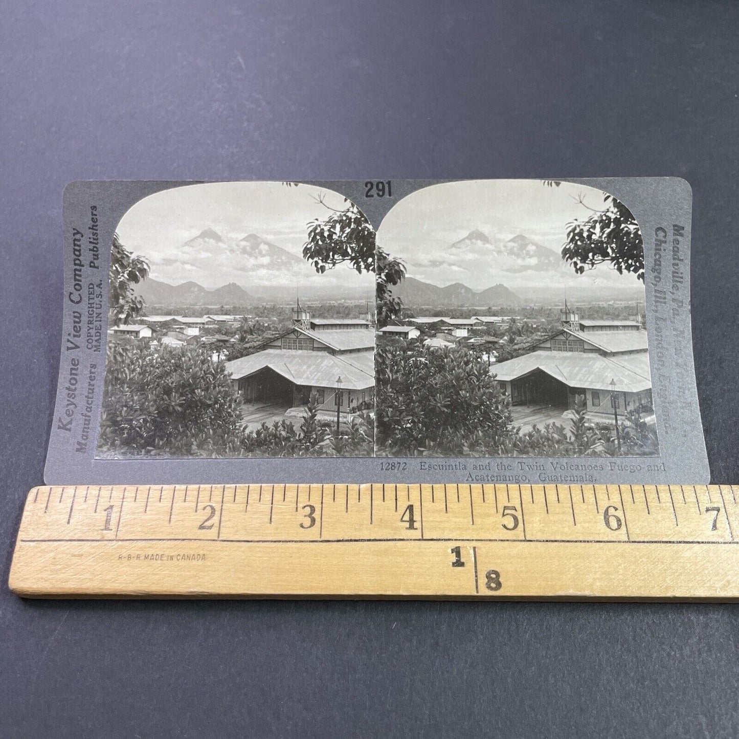 Antique 1910s Fuego Active Volcano Guatemala Stereoview Photo Card P3690