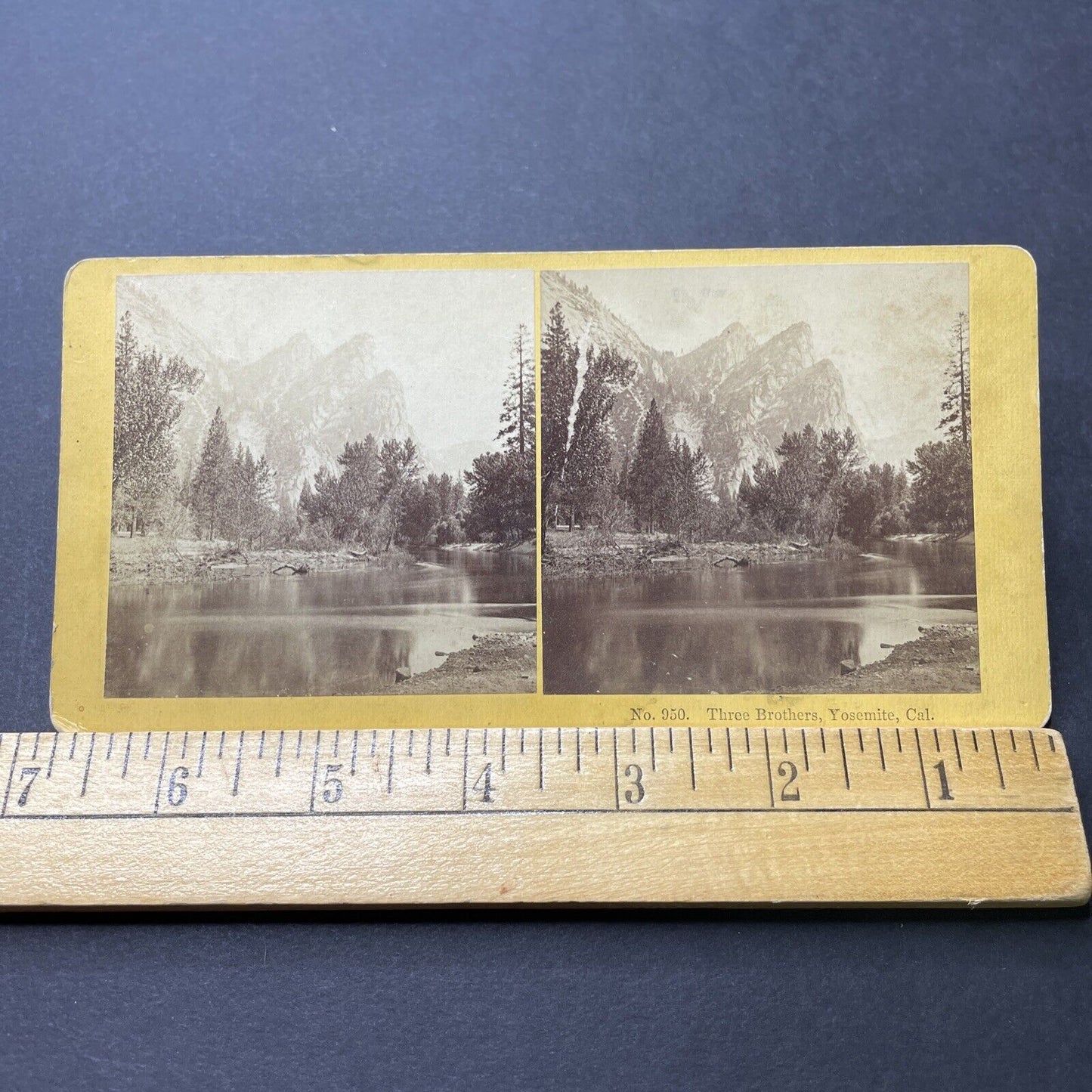 Antique 1870s Three Brothers Yosemite California Stereoview Photo Card P2268