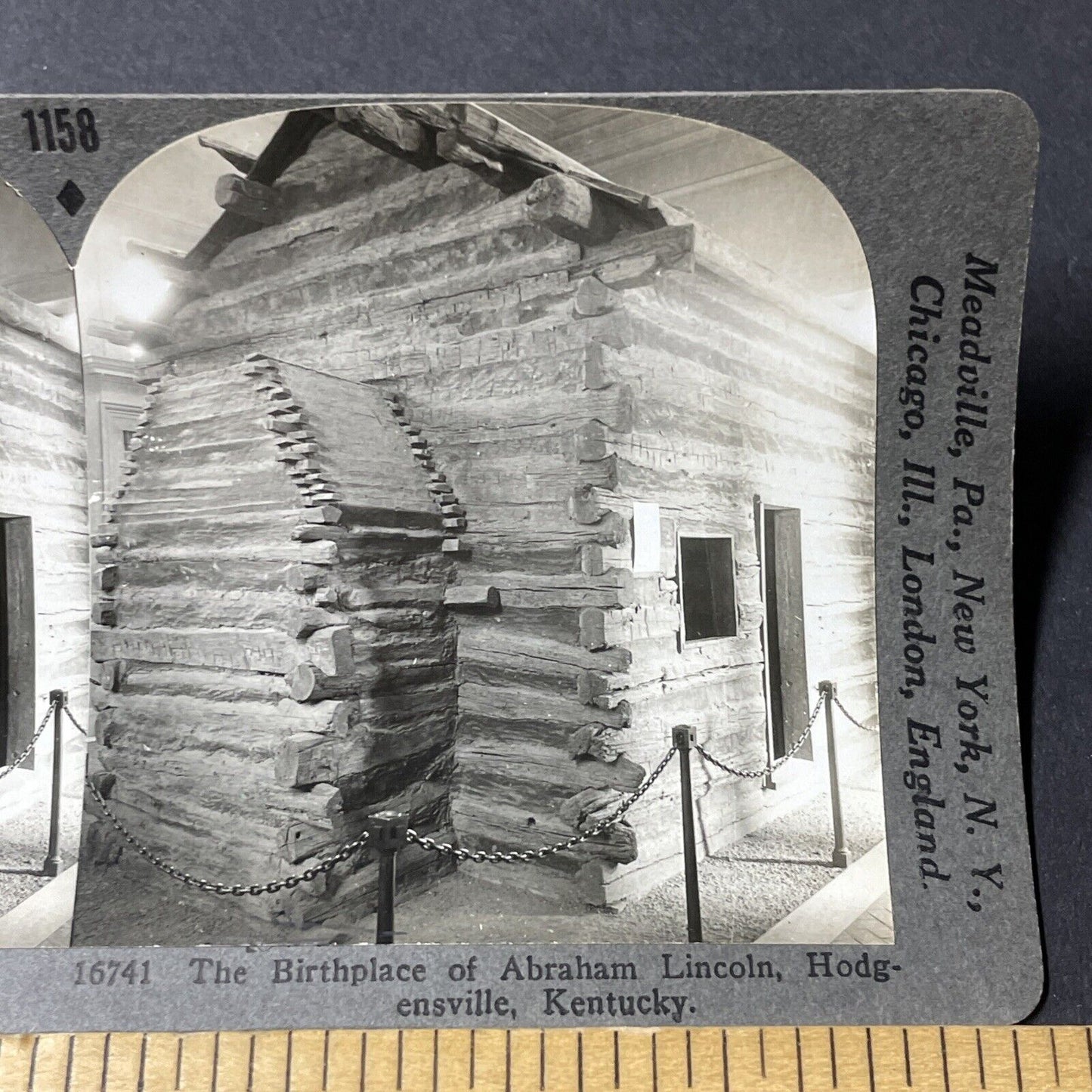 Antique 1910s Abraham Lincoln Place Of Birth Stereoview Photo Card V2604